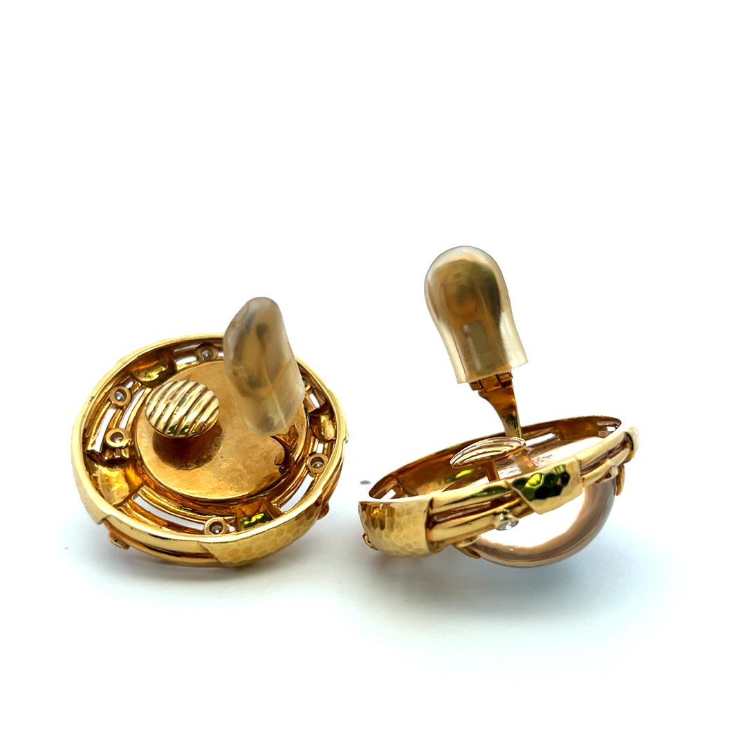 Andrew Clunn 18K YG Clip On Earrings with 1 Ct Round F VS Diamonds 21 MM Crystal