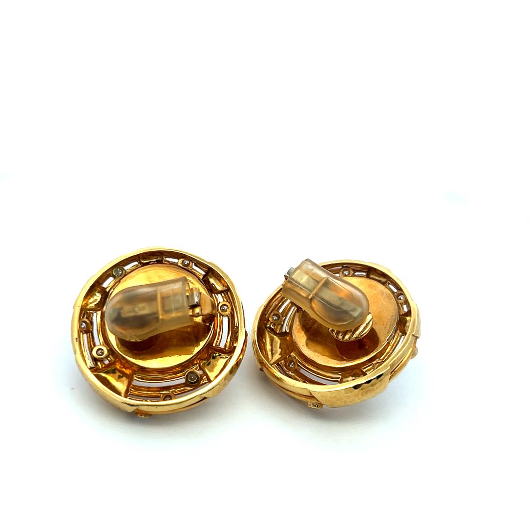Andrew Clunn 18K YG Clip On Earrings with 1 Ct Round F VS Diamonds 21 MM Crystal
