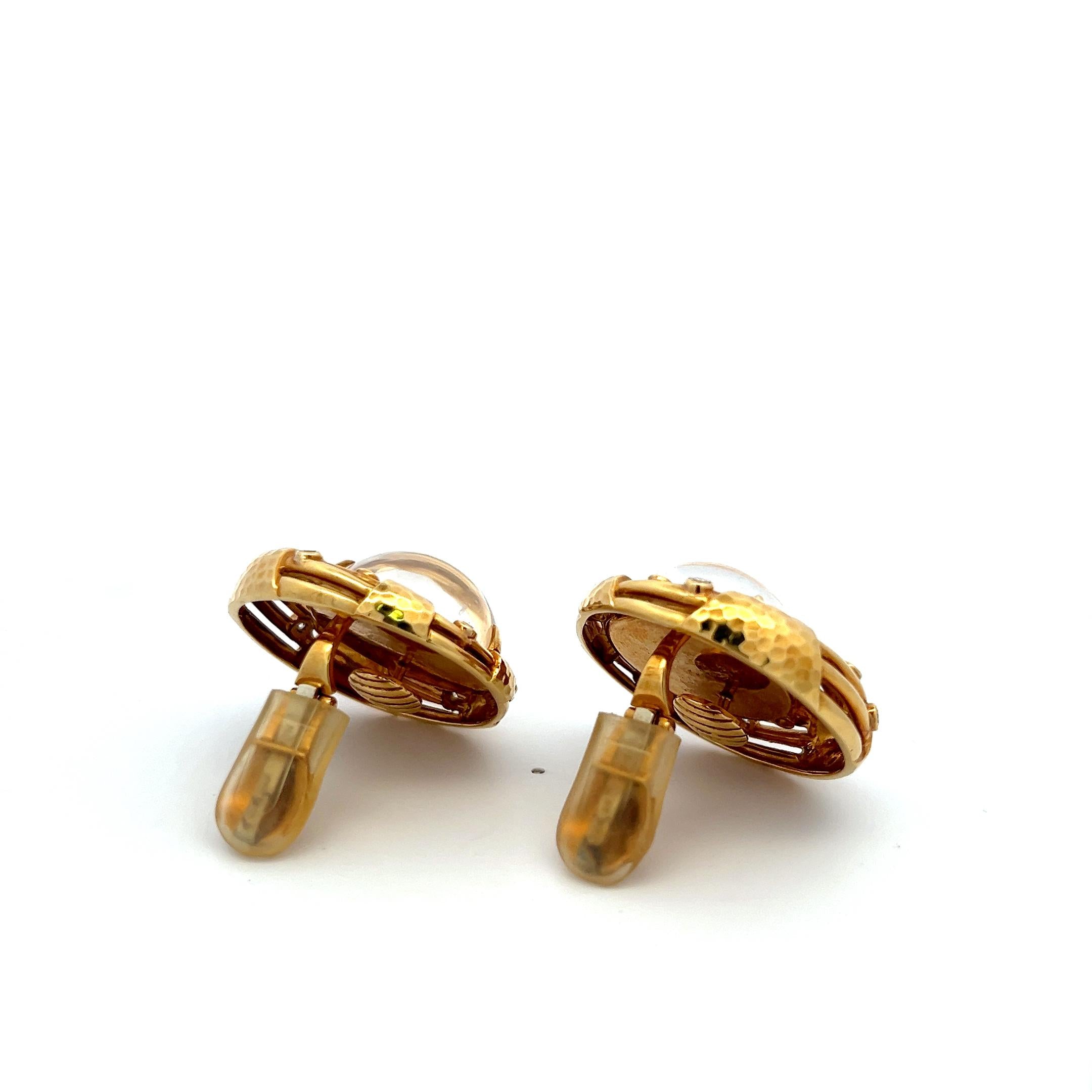 Andrew Clunn 18K YG Clip On Earrings with 1 Ct Round F VS Diamonds 21 MM Crystal