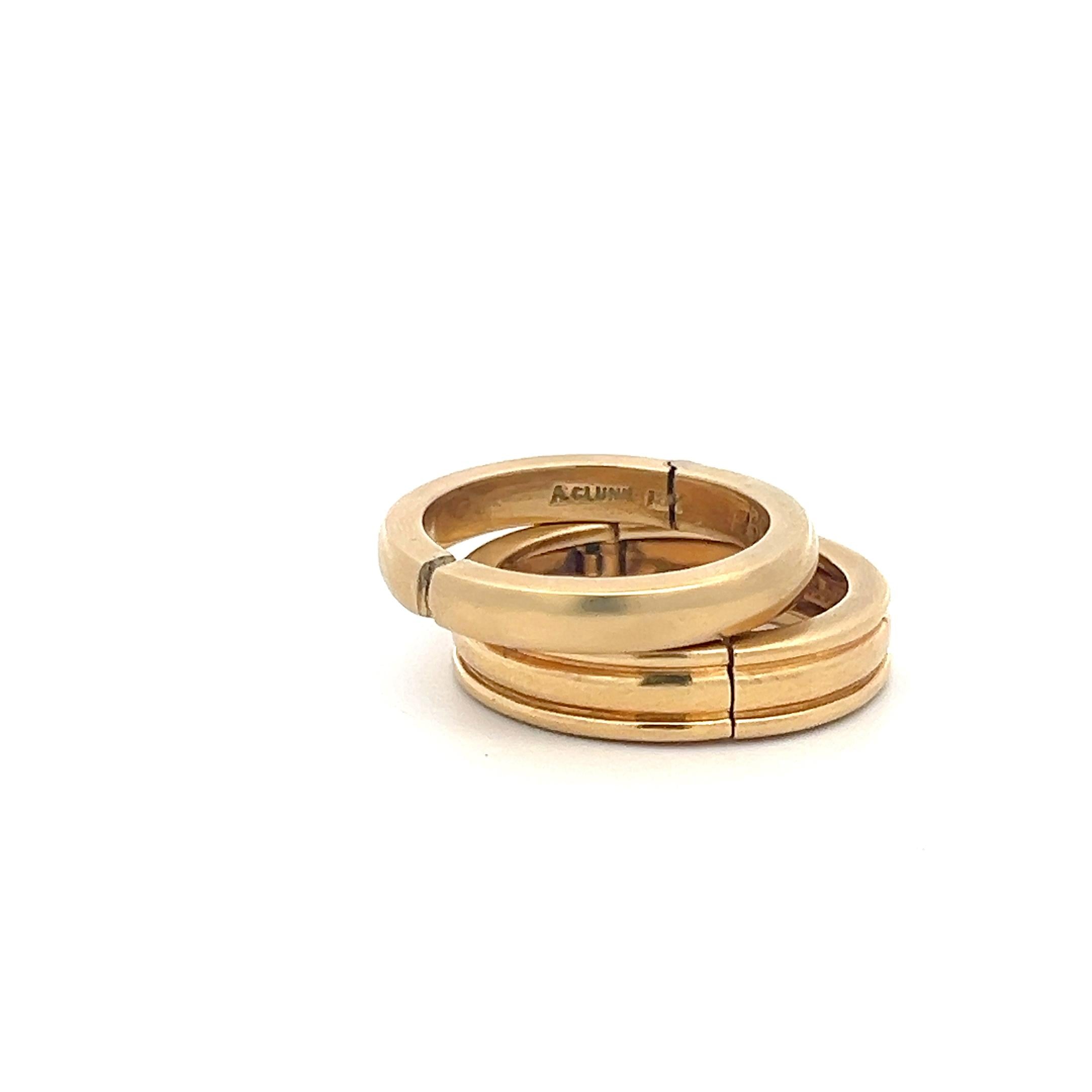 Andrew Clunn 18 Karat Yellow Gold Hinged Band Rings 17.7 Grams Size 8