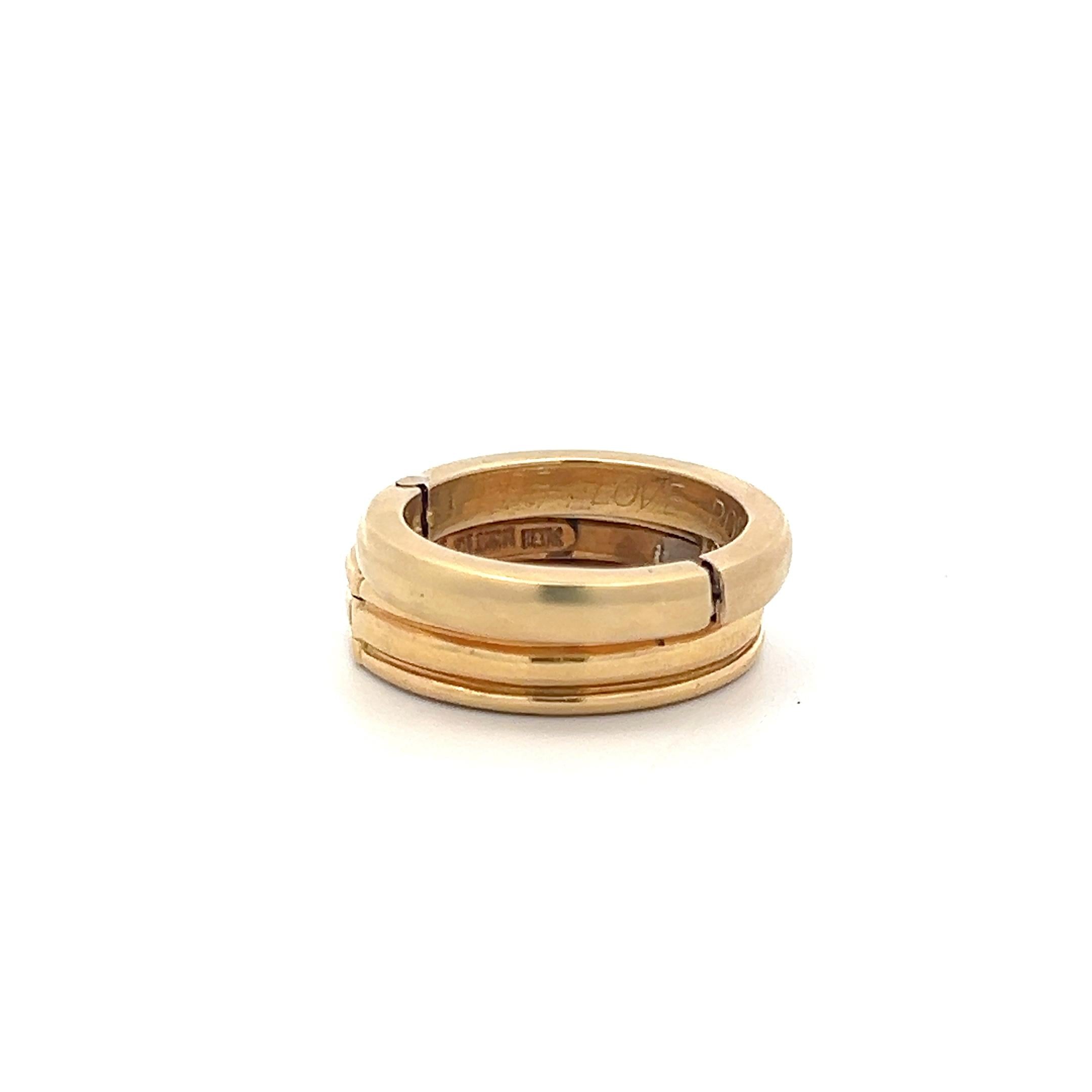 Andrew Clunn 18 Karat Yellow Gold Hinged Band Rings 17.7 Grams Size 8