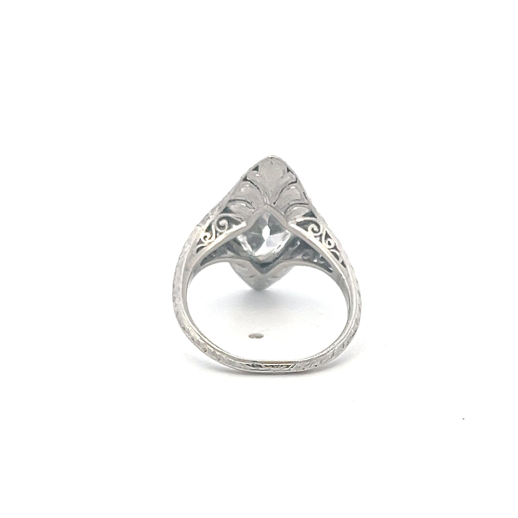 Vintage Platinum Engagement Ring with 2.76 Carat Marquise & Circular Diamonds