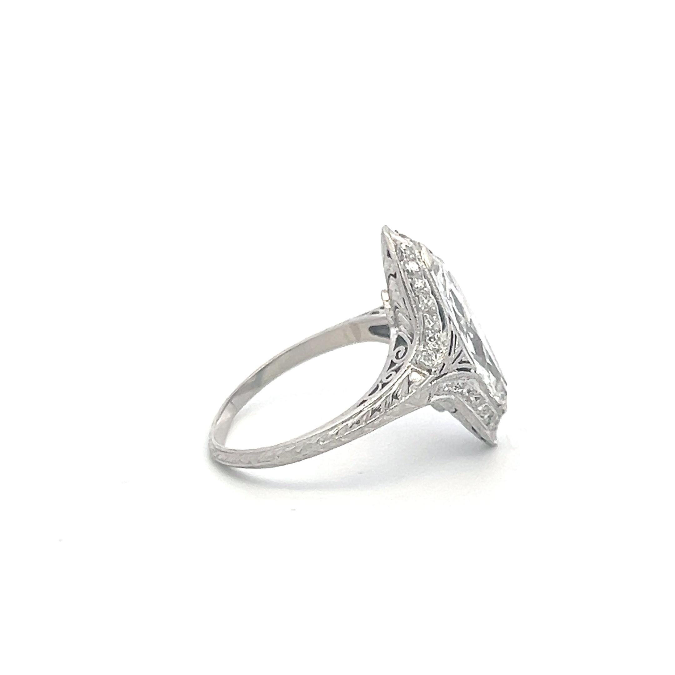 Vintage Platinum Engagement Ring with 2.76 Carat Marquise & Circular Diamonds