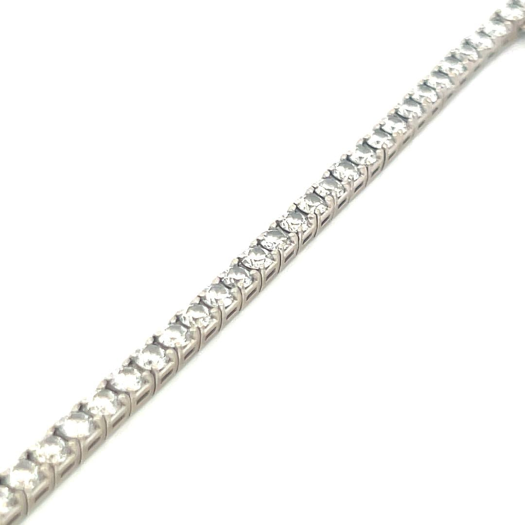 Vintage 10 Carat Round F-VS Diamonds Tennis Bracelet in 18K White Gold