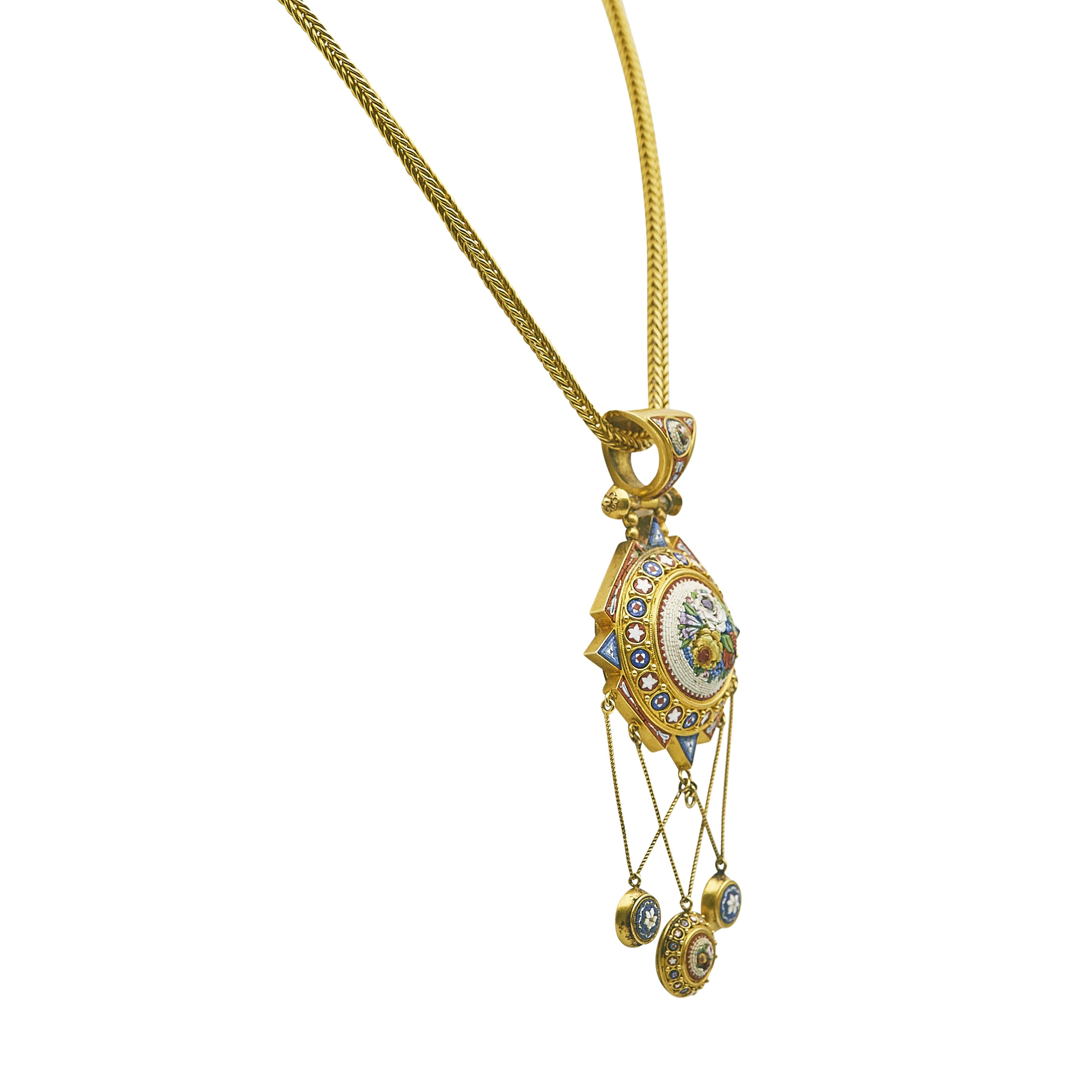 Antique 18K Yellow Gold & 14 Karat Gold Pendant Necklace 42.6 Grams