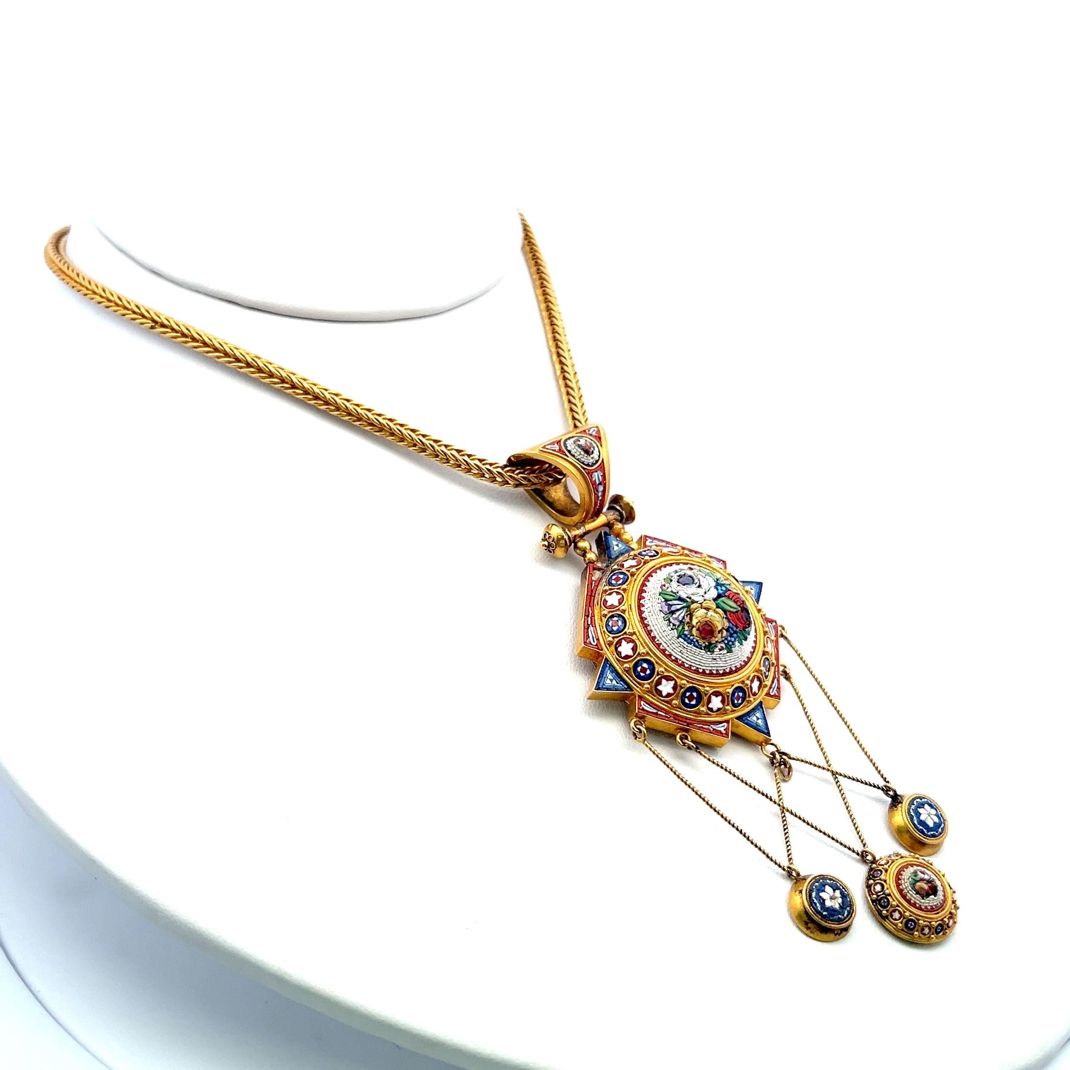 Antique 18K Yellow Gold & 14 Karat Gold Pendant Necklace 42.6 Grams