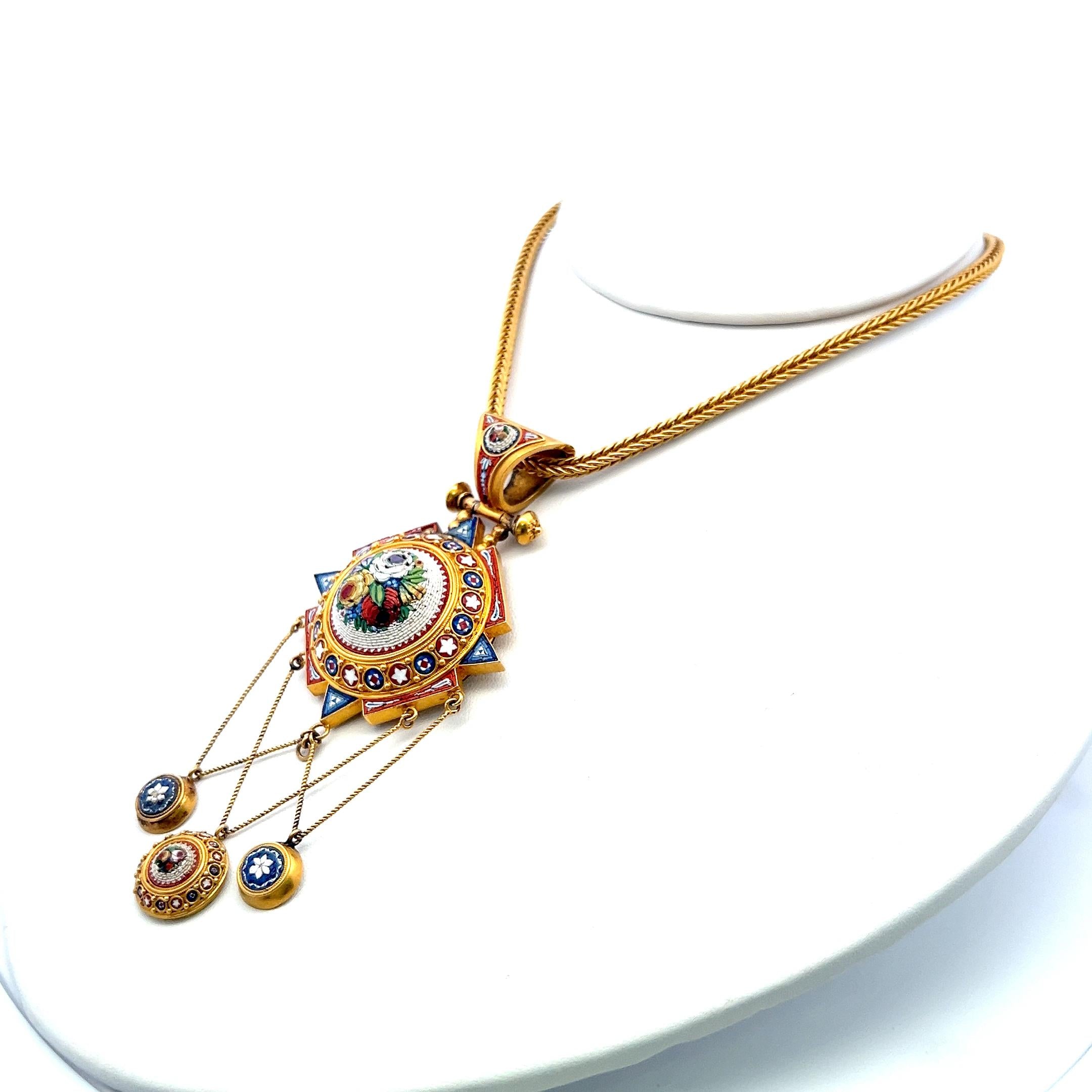Antique 18K Yellow Gold & 14 Karat Gold Pendant Necklace 42.6 Grams