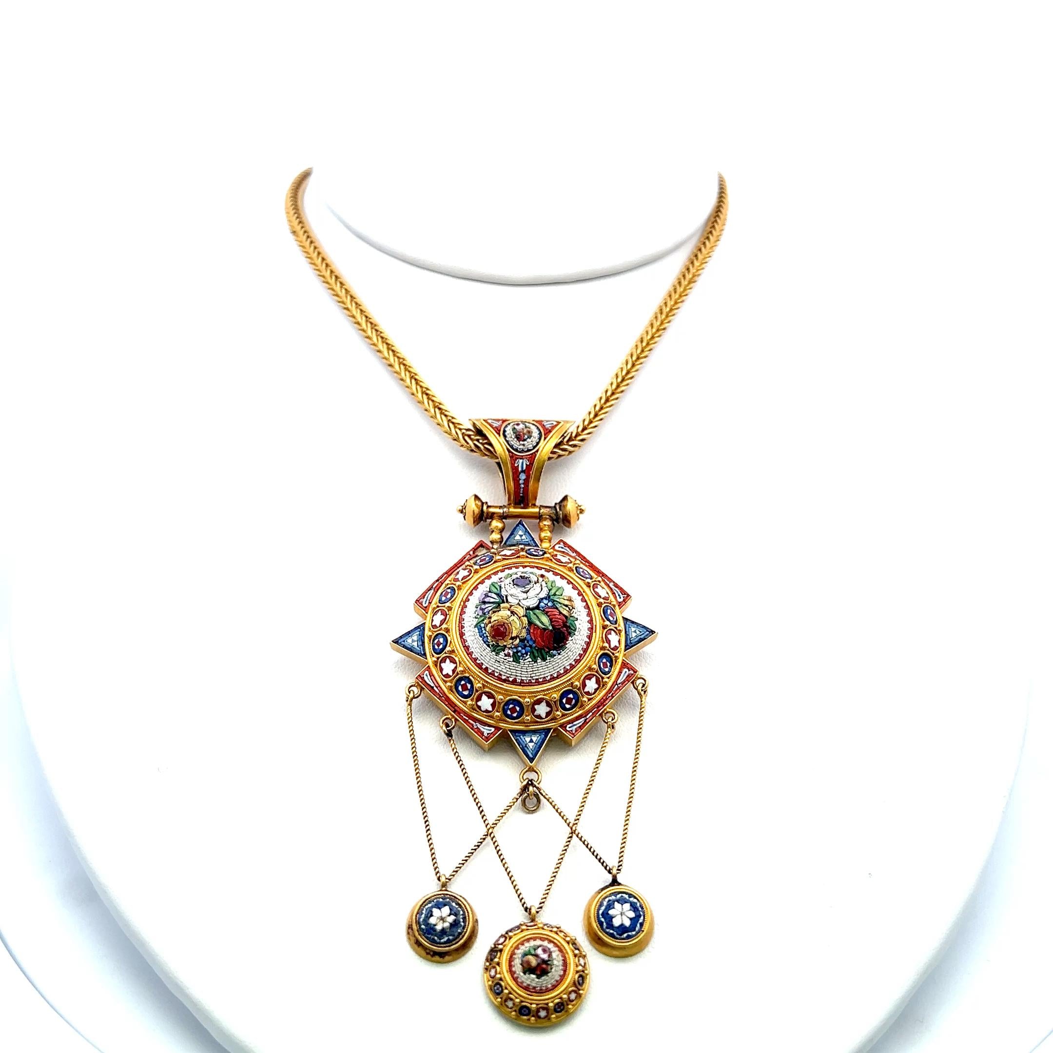 Antique 18K Yellow Gold & 14 Karat Gold Pendant Necklace 42.6 Grams