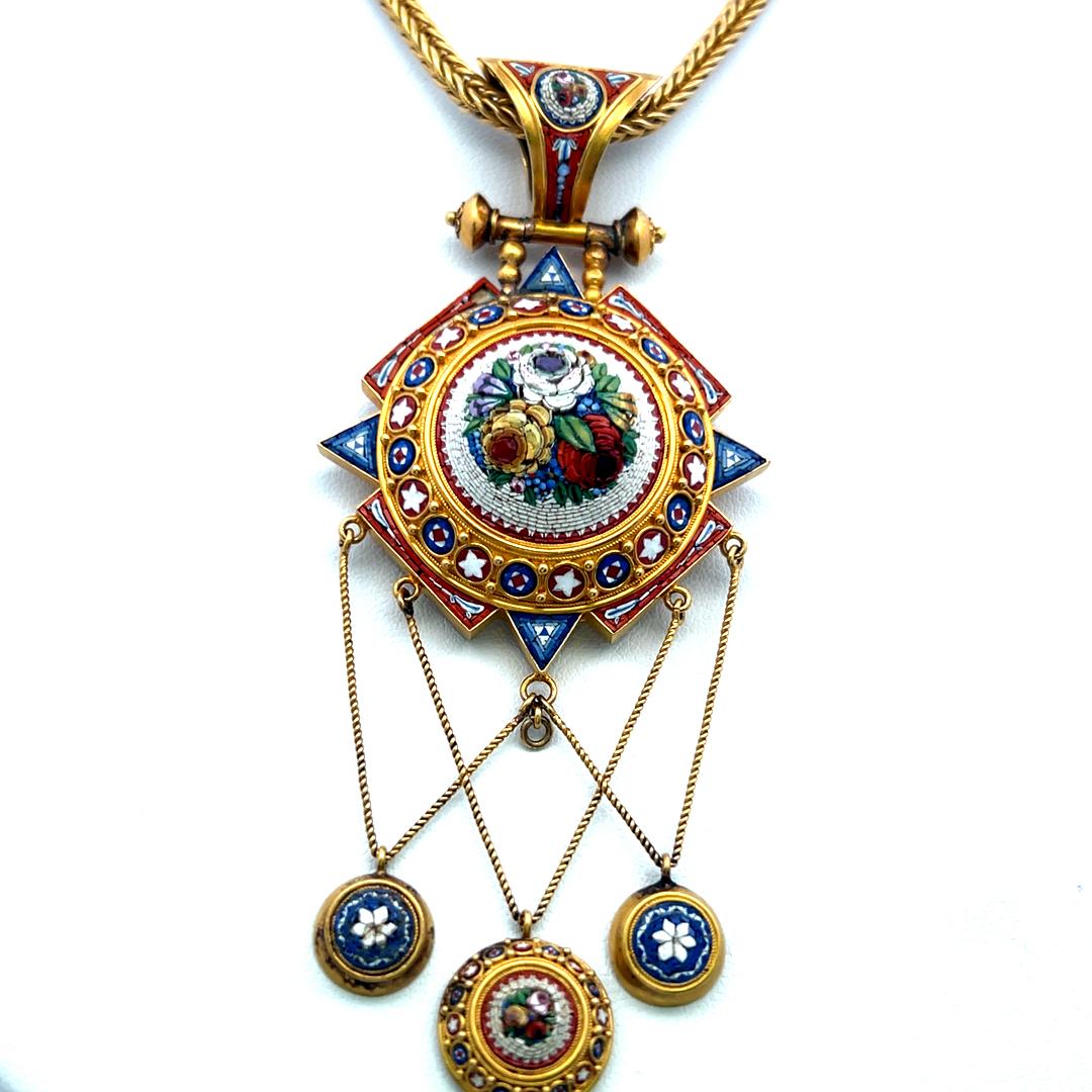 Antique 18K Yellow Gold & 14 Karat Gold Pendant Necklace 42.6 Grams