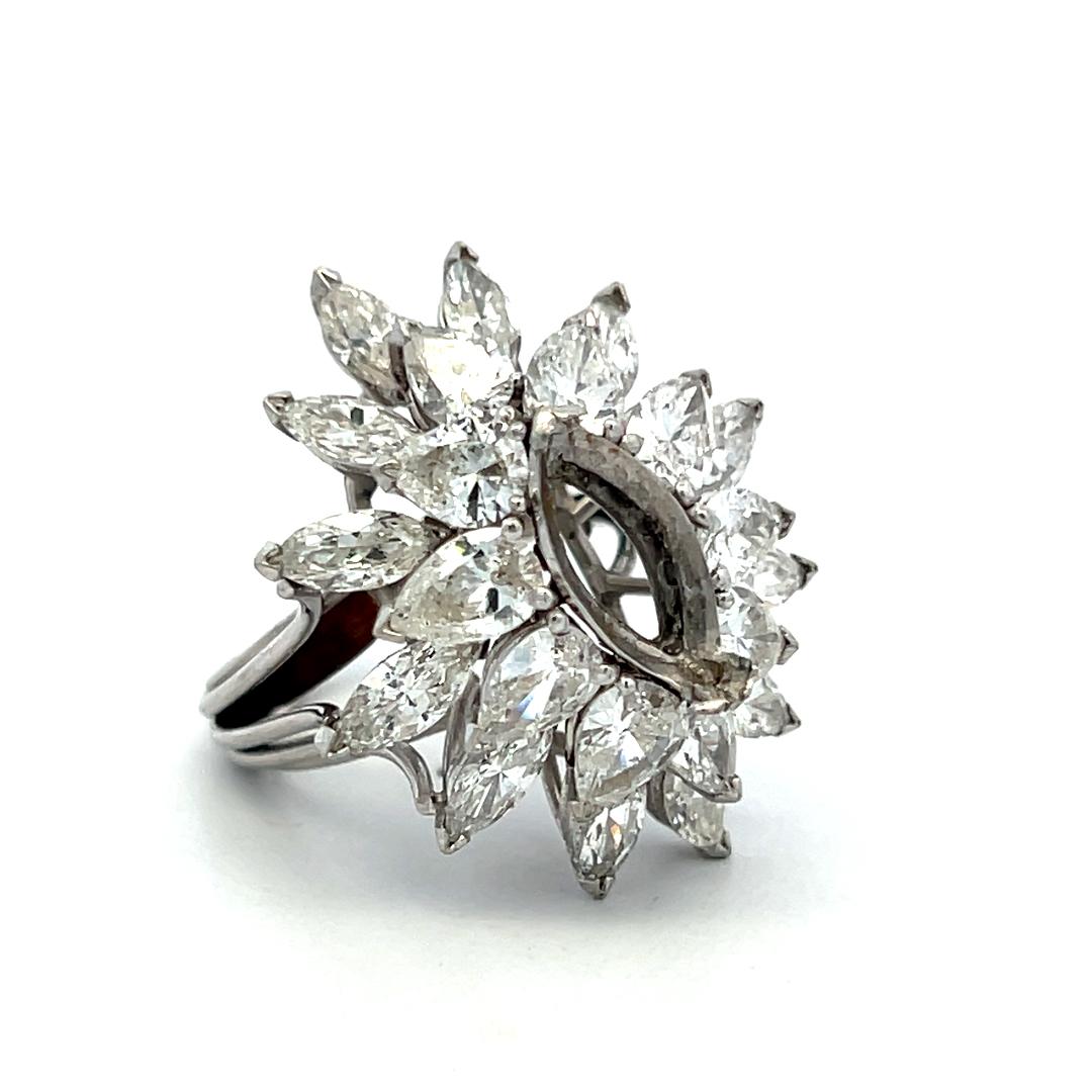 Platinum Semi Mount Ring with 6ct Marquis & Pear Shape Diamond Fits 12.52x6.63mm