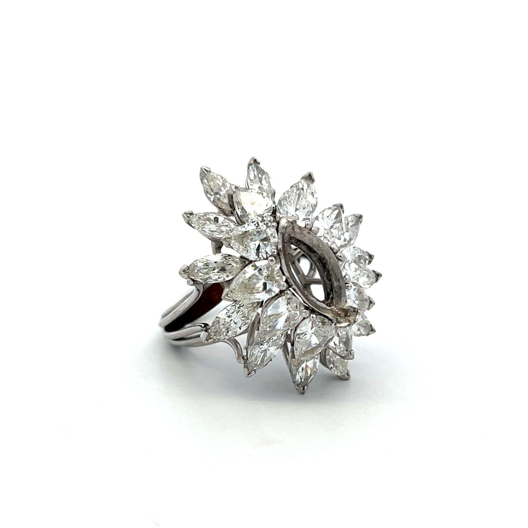 Platinum Semi Mount Ring with 6ct Marquis & Pear Shape Diamond Fits 12.52x6.63mm
