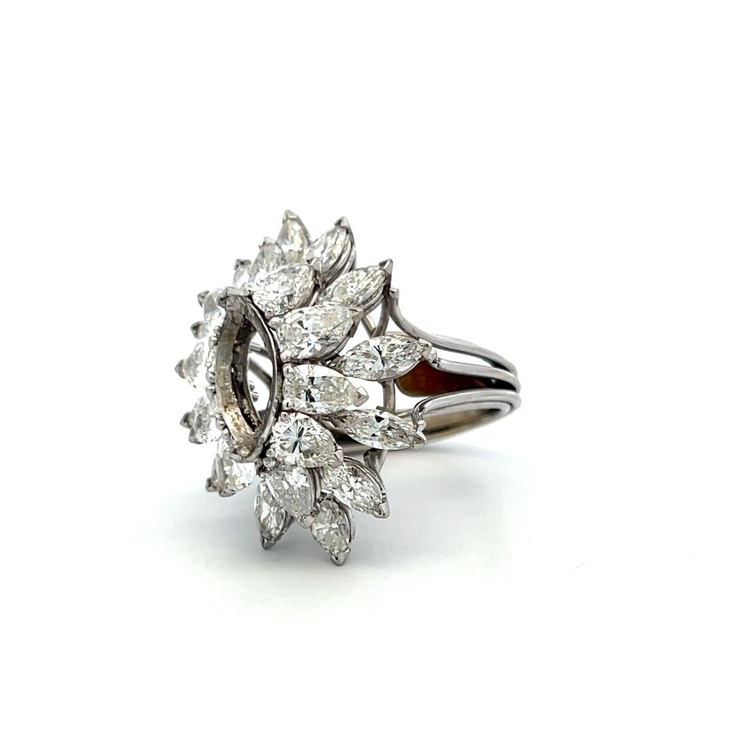 Platinum Semi Mount Ring with 6ct Marquis & Pear Shape Diamond Fits 12.52x6.63mm