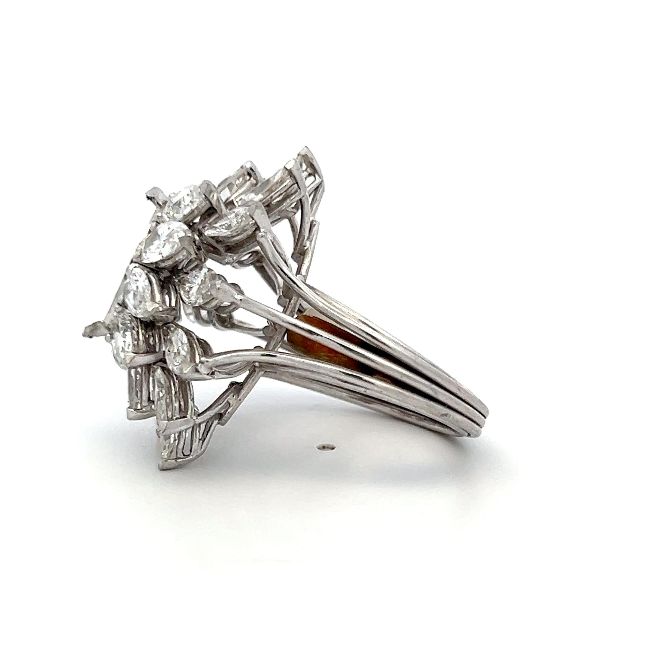 Platinum Semi Mount Ring with 6ct Marquis & Pear Shape Diamond Fits 12.52x6.63mm