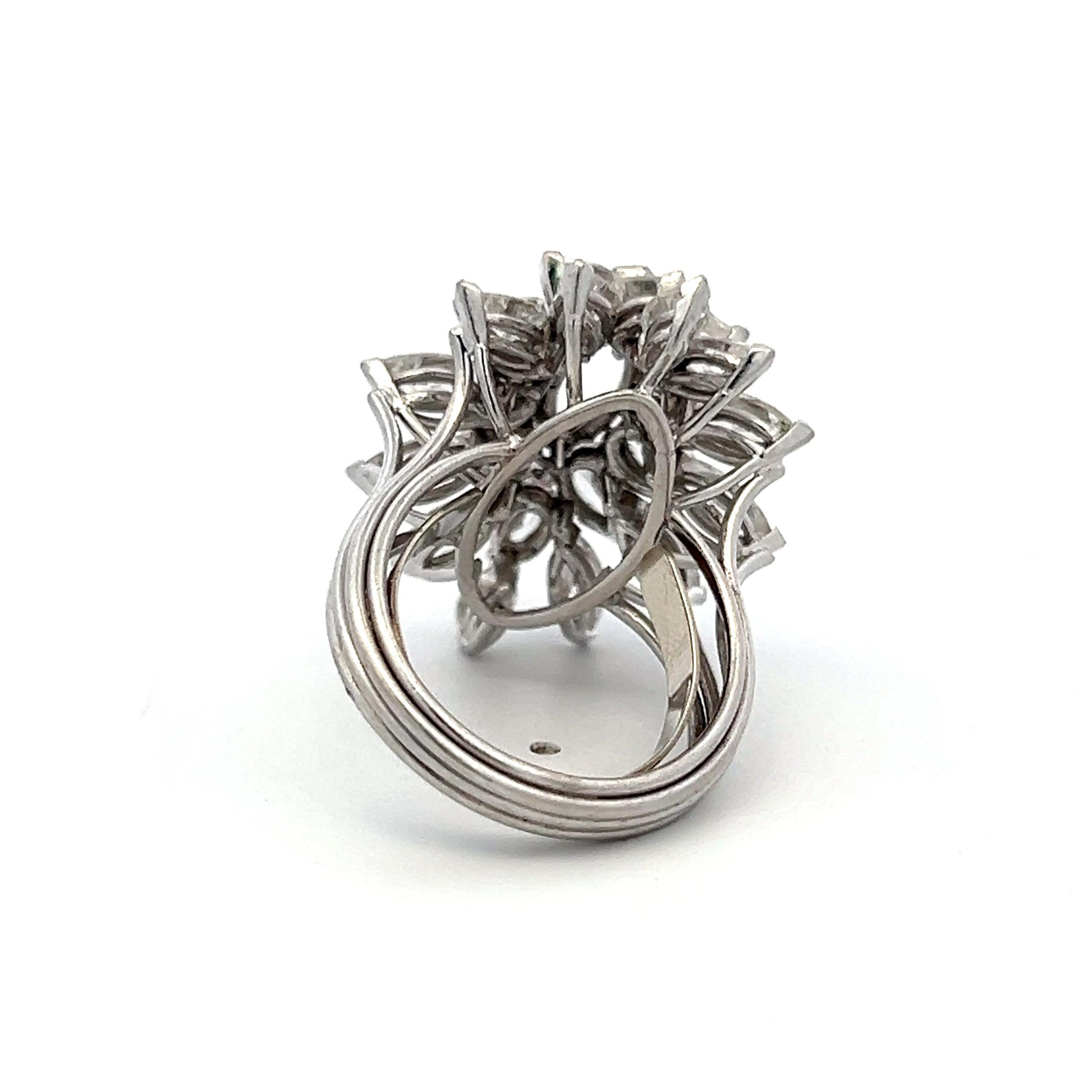 Platinum Semi Mount Ring with 6ct Marquis & Pear Shape Diamond Fits 12.52x6.63mm