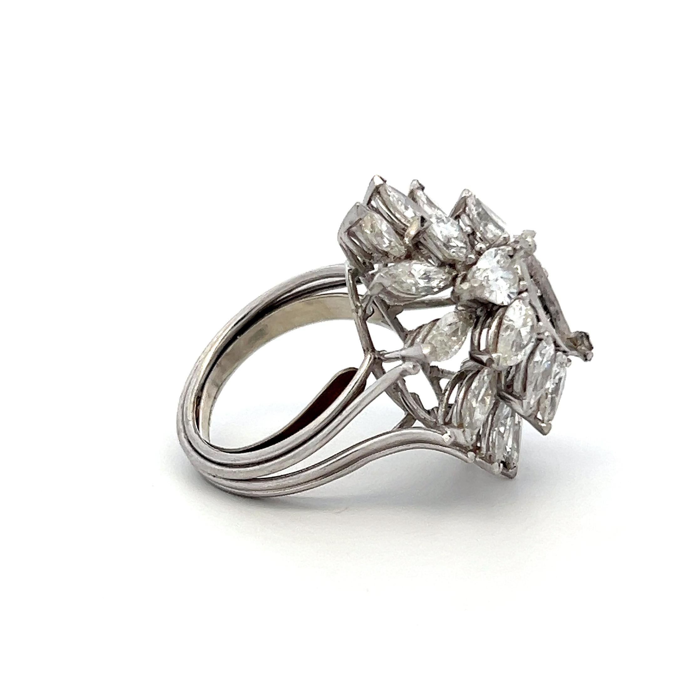Platinum Semi Mount Ring with 6ct Marquis & Pear Shape Diamond Fits 12.52x6.63mm