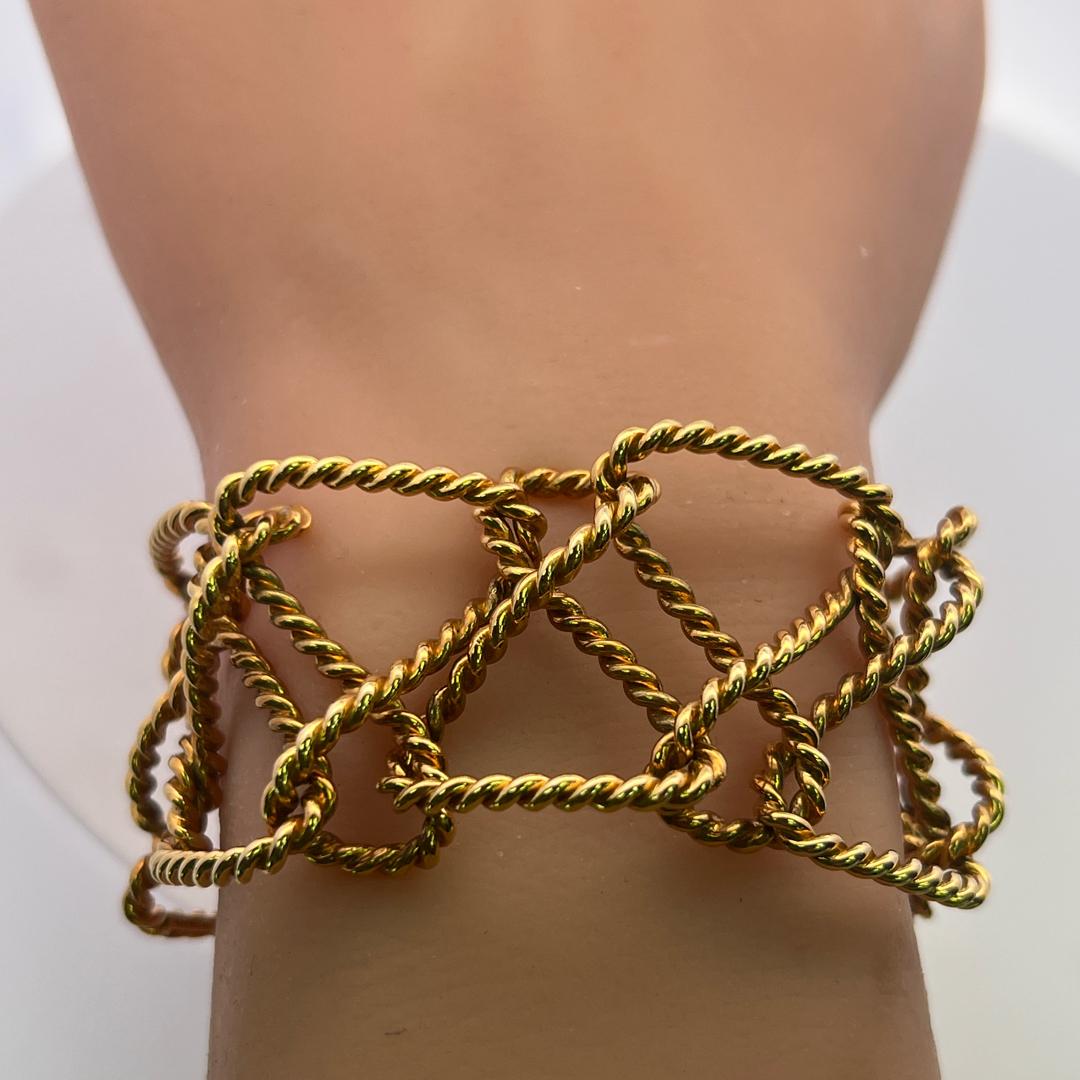 Tiffany & Co Vintage 18 Karat Yellow Gold Rope Work Link Bracelet 56.8 Grams