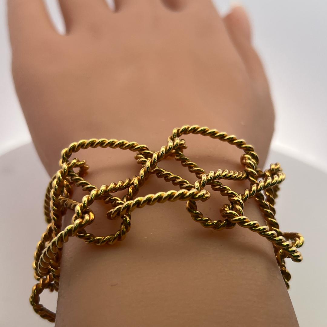 Tiffany & Co Vintage 18 Karat Yellow Gold Rope Work Link Bracelet 56.8 Grams