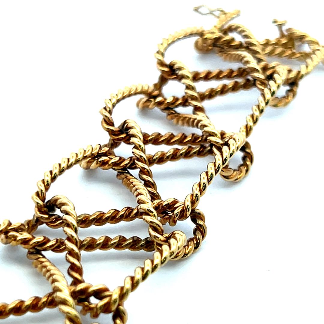 Tiffany & Co Vintage 18 Karat Yellow Gold Rope Work Link Bracelet 56.8 Grams