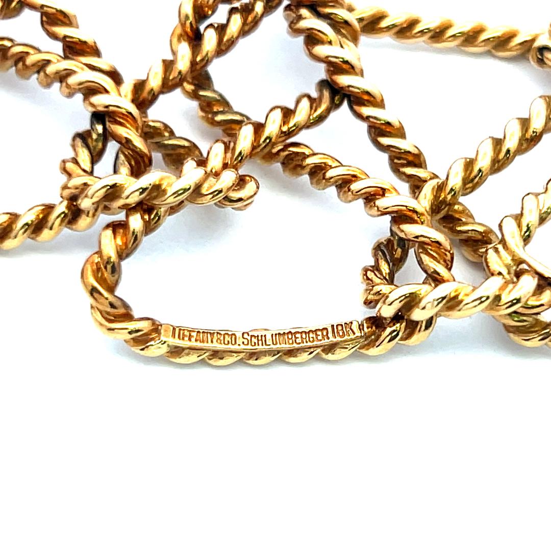 Tiffany & Co Vintage 18 Karat Yellow Gold Rope Work Link Bracelet 56.8 Grams