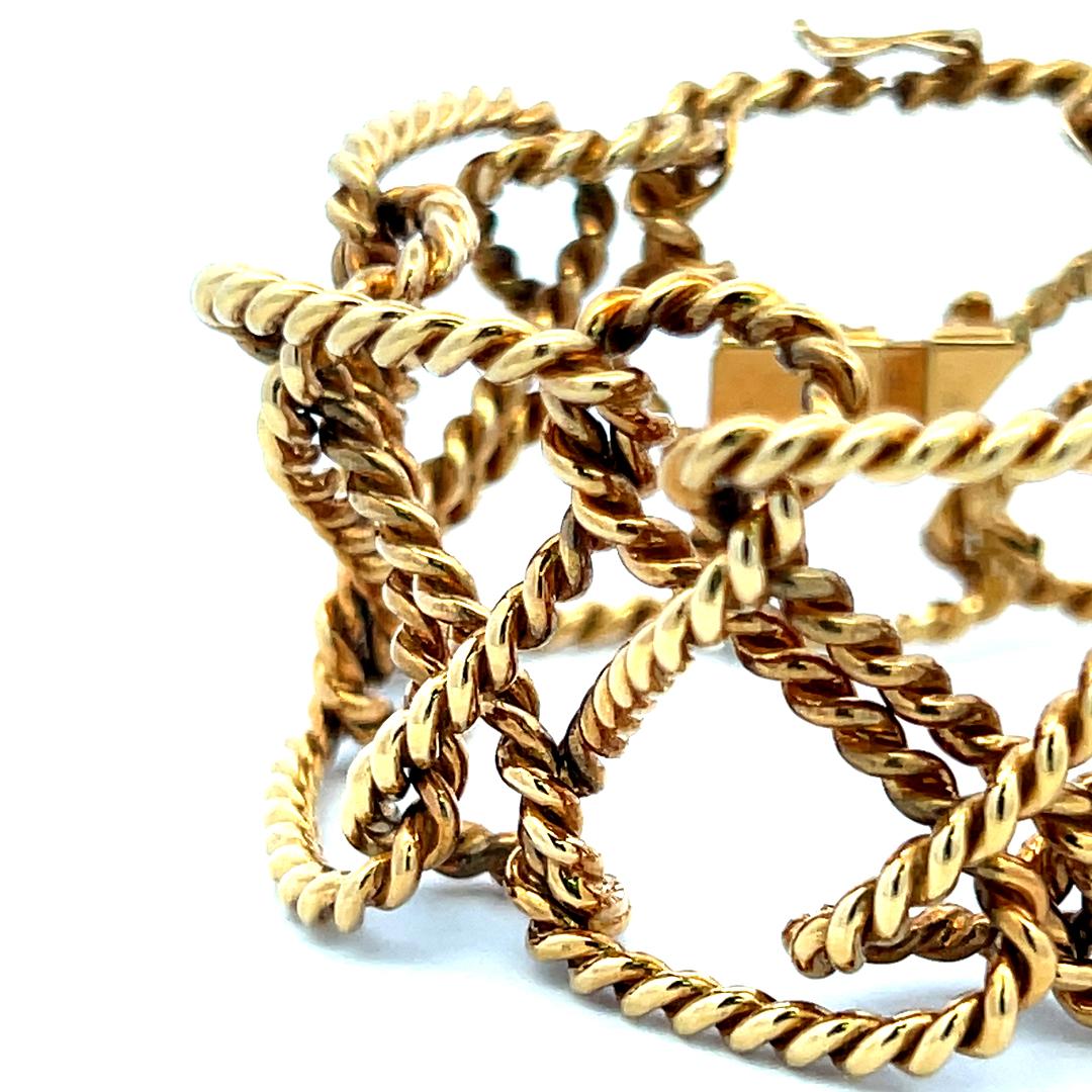 Tiffany & Co Vintage 18 Karat Yellow Gold Rope Work Link Bracelet 56.8 Grams