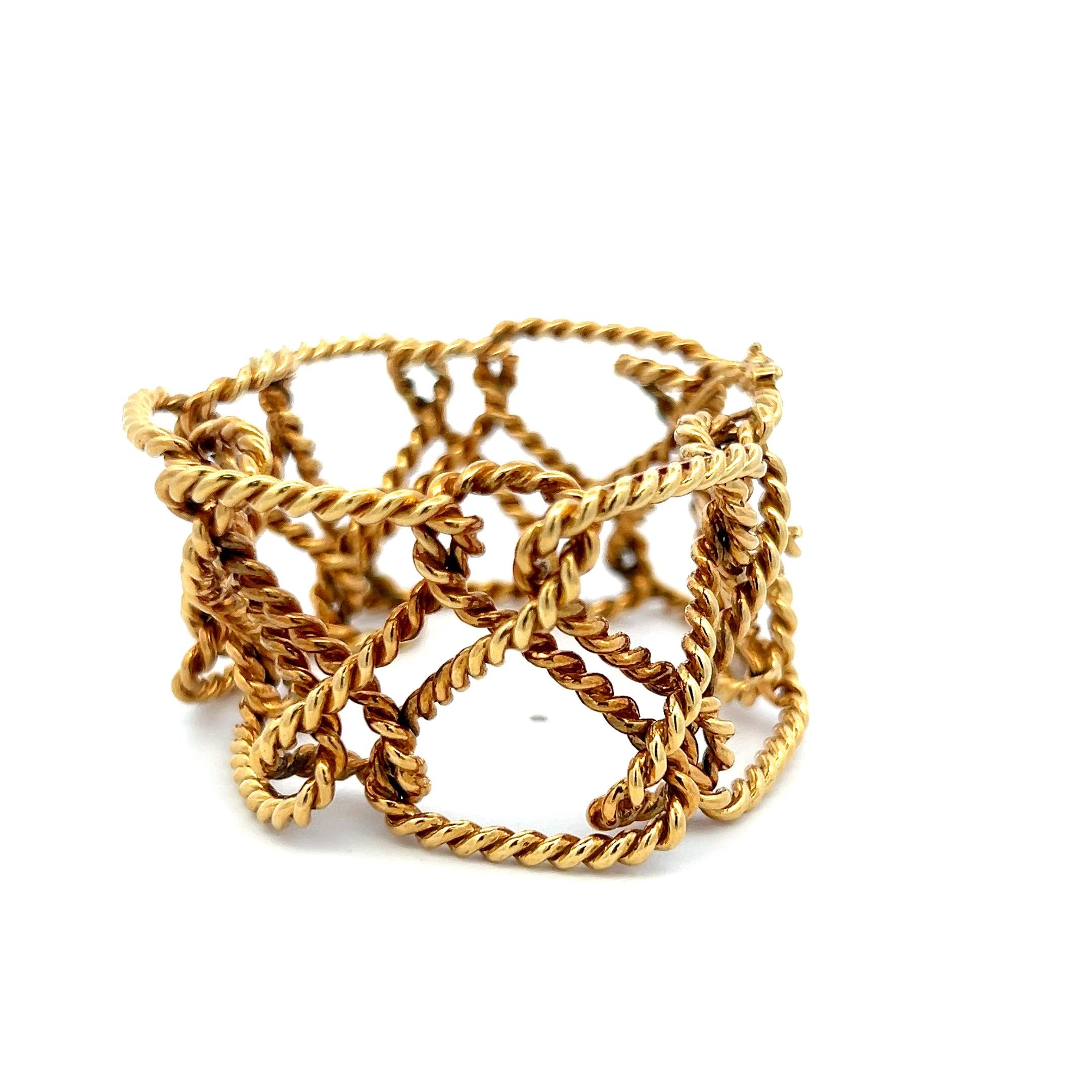 Tiffany & Co Vintage 18 Karat Yellow Gold Rope Work Link Bracelet 56.8 Grams