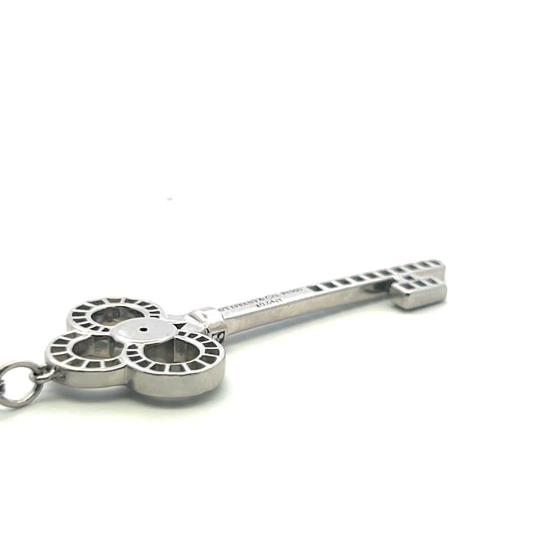 Tiffany & Co Platinum Key Pendant Necklace with 0.64ct Round F VS Diamonds