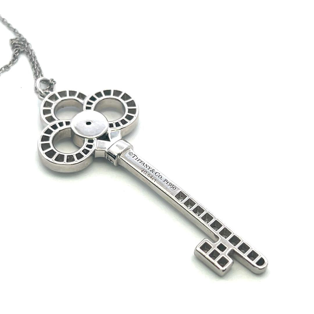 Tiffany & Co Platinum Key Pendant Necklace with 0.64ct Round F VS Diamonds