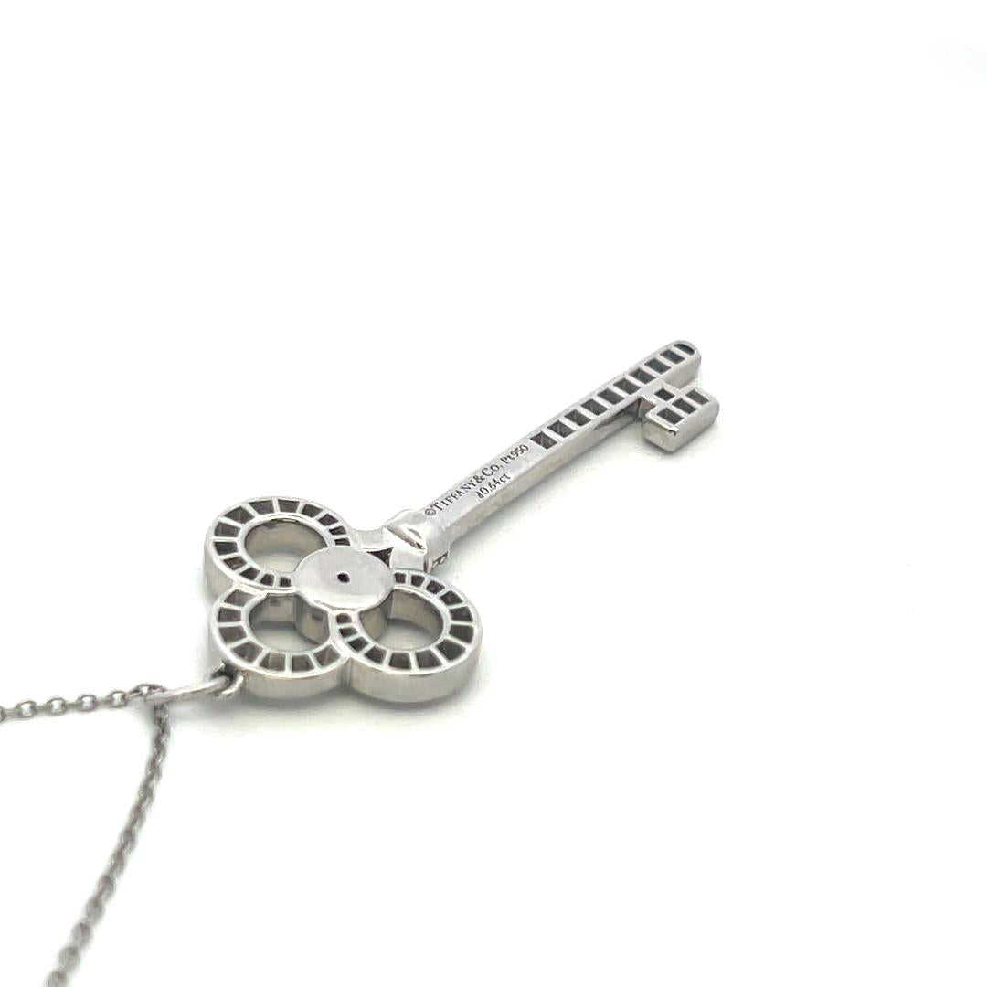Tiffany & Co Platinum Key Pendant Necklace with 0.64ct Round F VS Diamonds