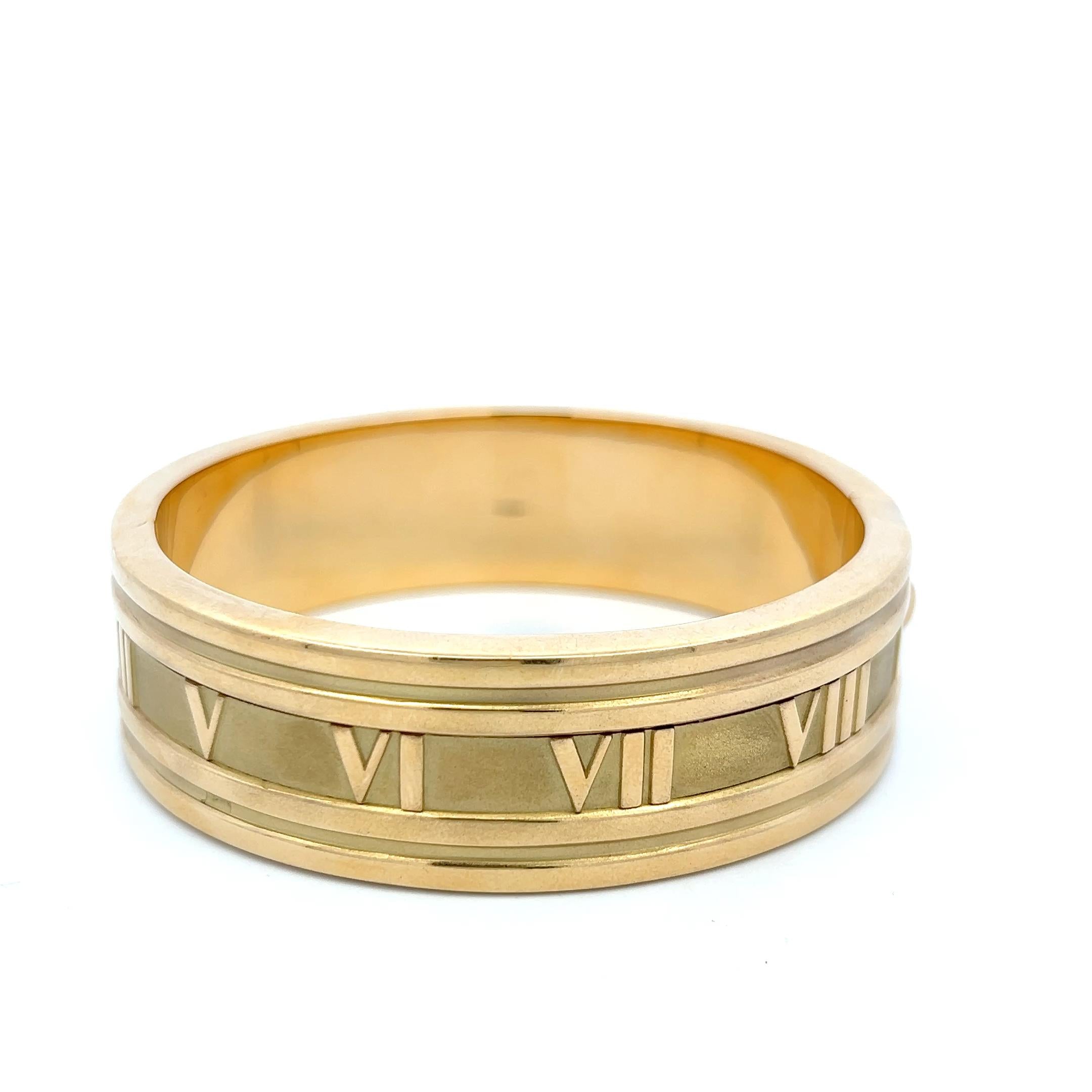 Tiffany & Co 18 Karat Yellow Gold Atlas Bangle Bracelet Size 6.75
