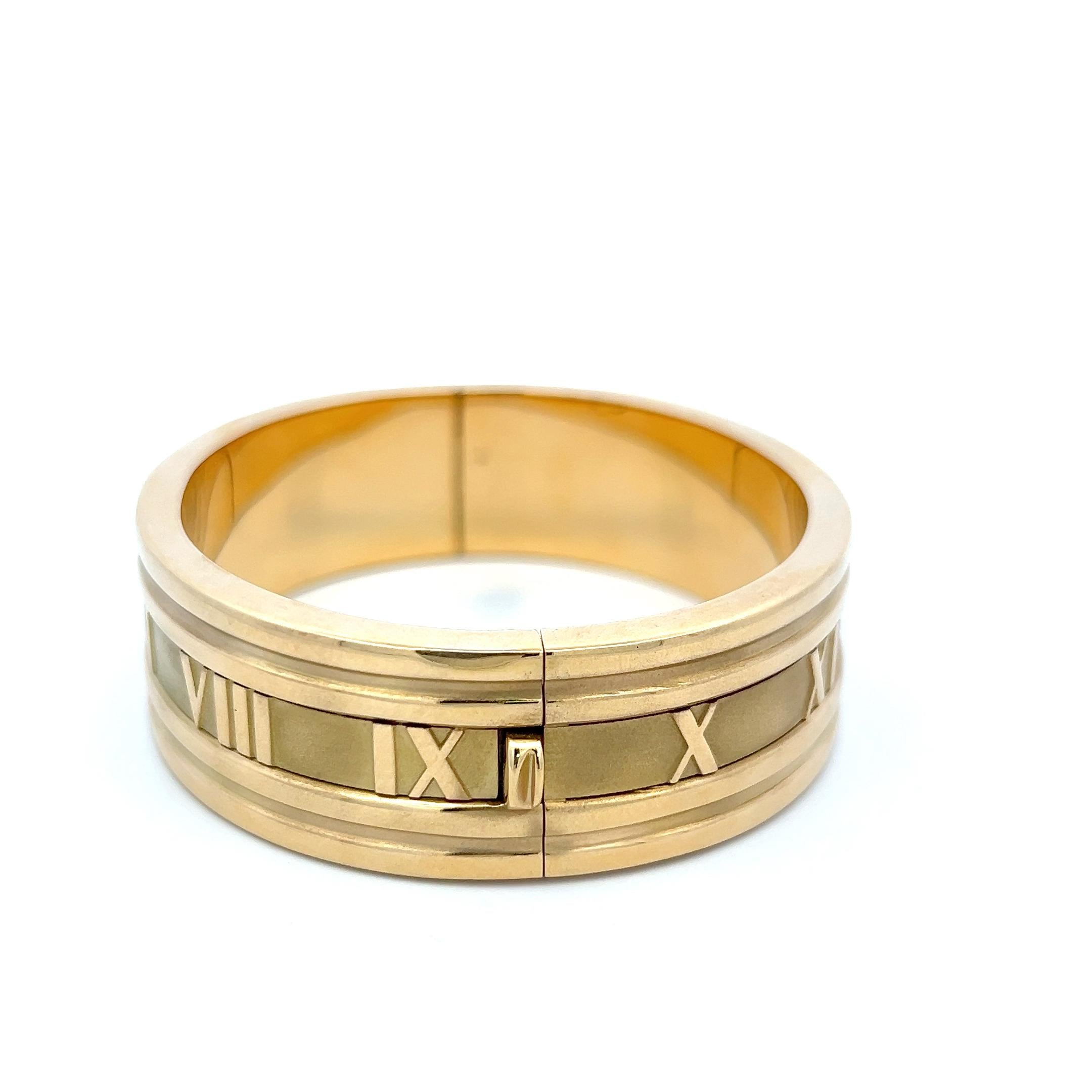 Tiffany & Co 18 Karat Yellow Gold Atlas Bangle Bracelet Size 6.75