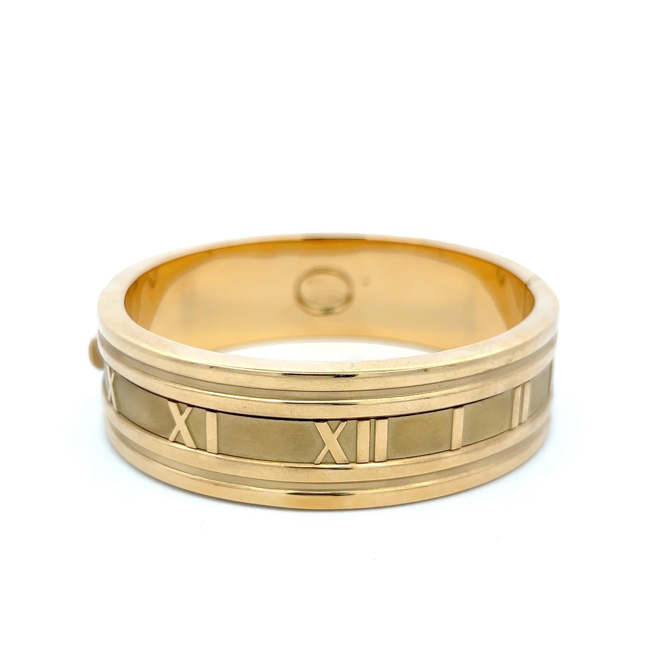 Tiffany & Co 18 Karat Yellow Gold Atlas Bangle Bracelet Size 6.75