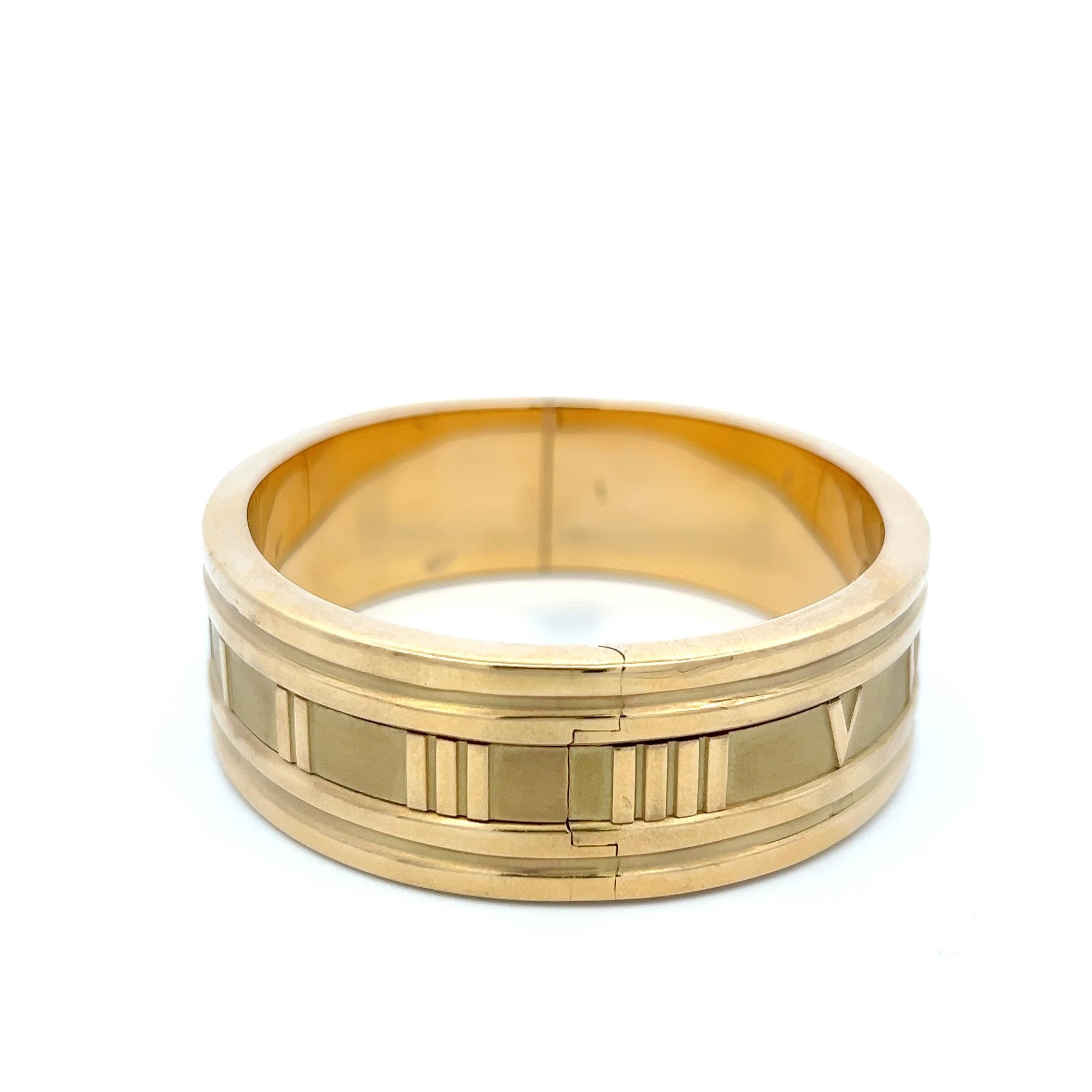 Tiffany & Co 18 Karat Yellow Gold Atlas Bangle Bracelet Size 6.75
