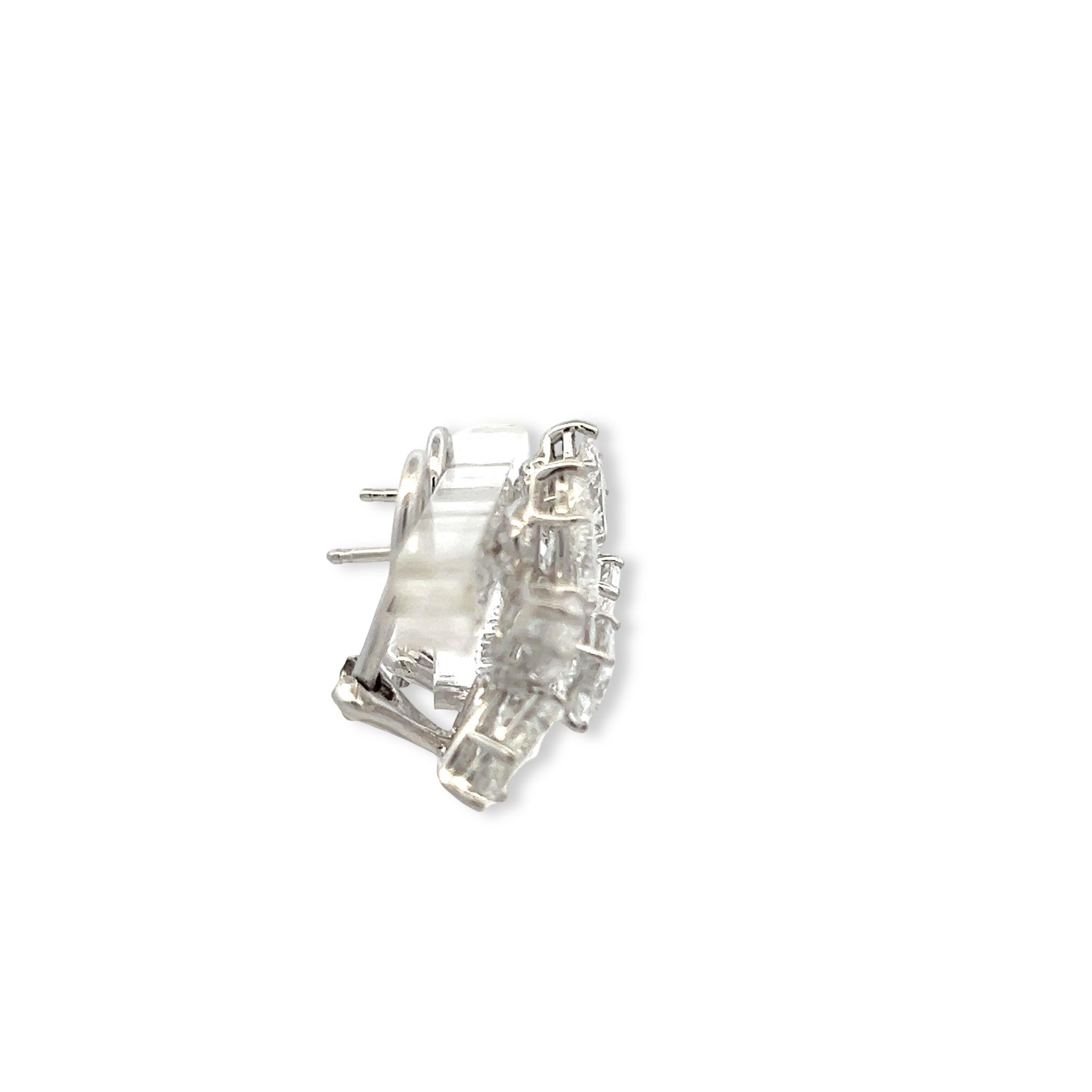 18K White Gold Diamond Clip-On Earrings with 7.03 Carat Pear Shaped Diamonds GIA