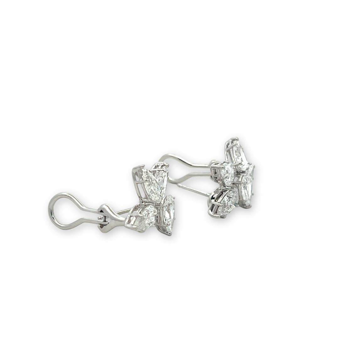 18K White Gold Diamond Clip-On Earrings with 7.03 Carat Pear Shaped Diamonds GIA