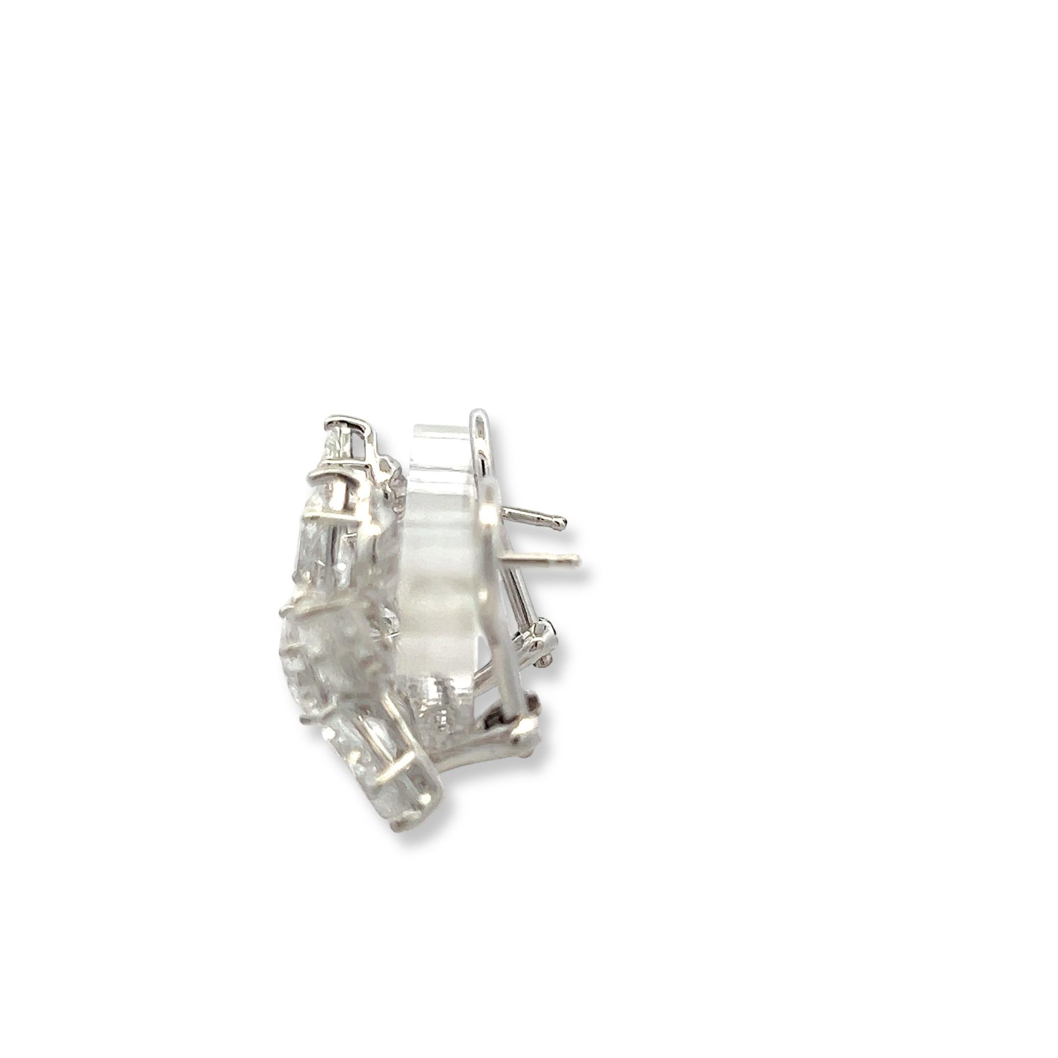 18K White Gold Diamond Clip-On Earrings with 7.03 Carat Pear Shaped Diamonds GIA