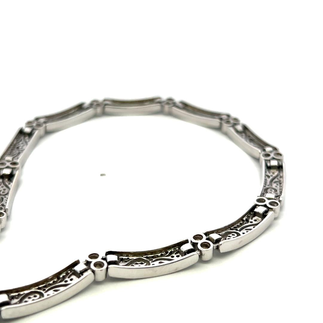 Simon G Vintage 18K White Gold Pave Link Necklace with 4.32ct Round Diamonds