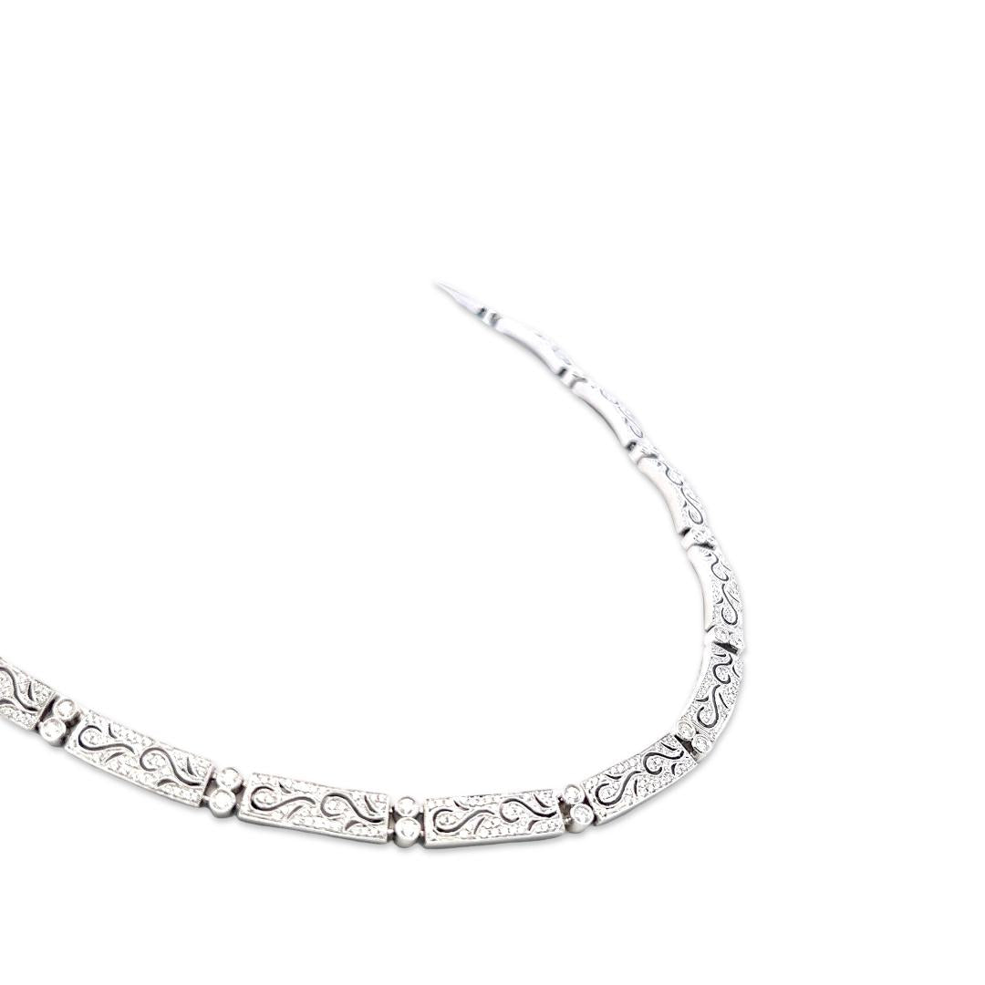 Simon G Vintage 18K White Gold Pave Link Necklace with 4.32ct Round Diamonds
