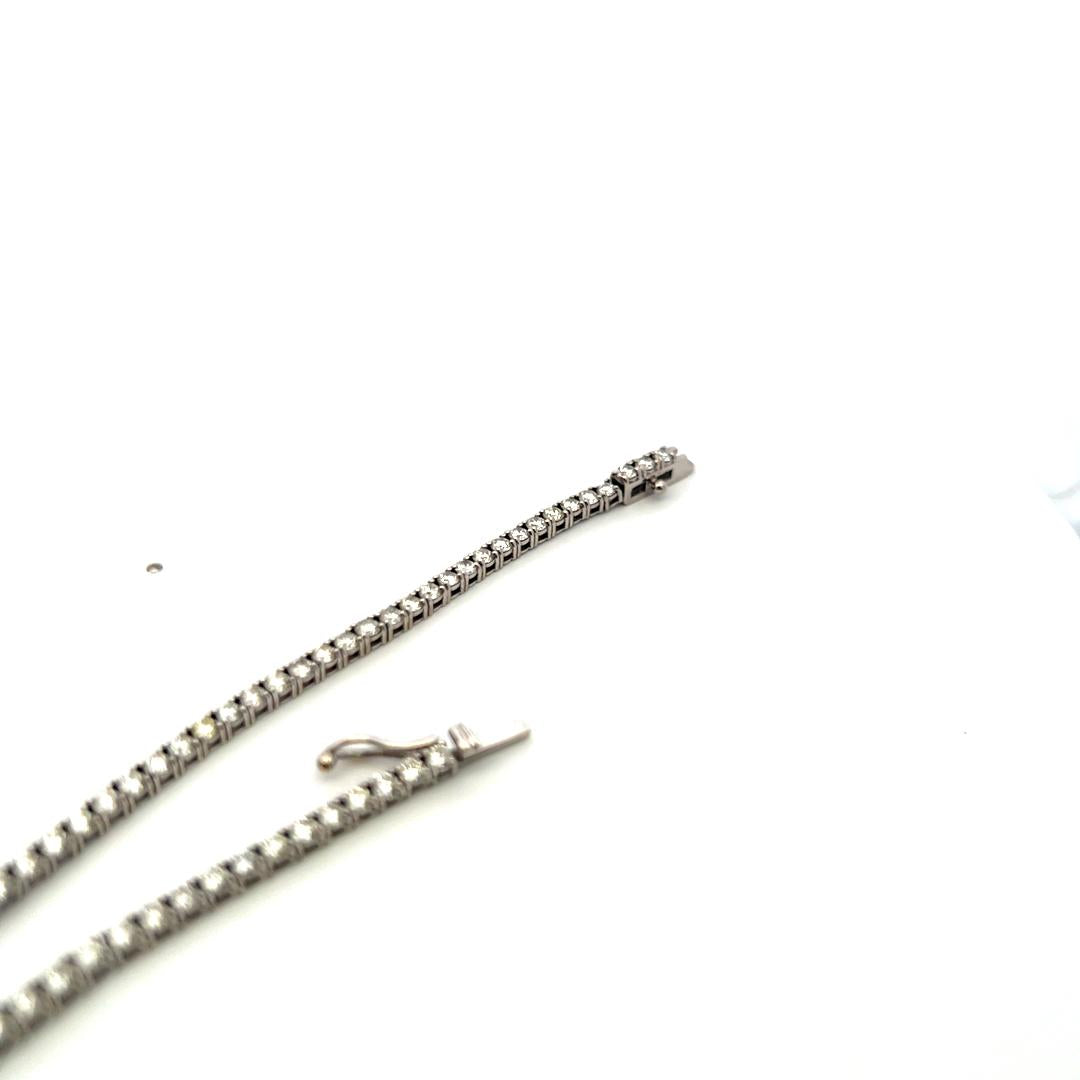 Vintage 18 Karat White Gold Tennis Necklace with 9 Carat Round H-VS Diamonds
