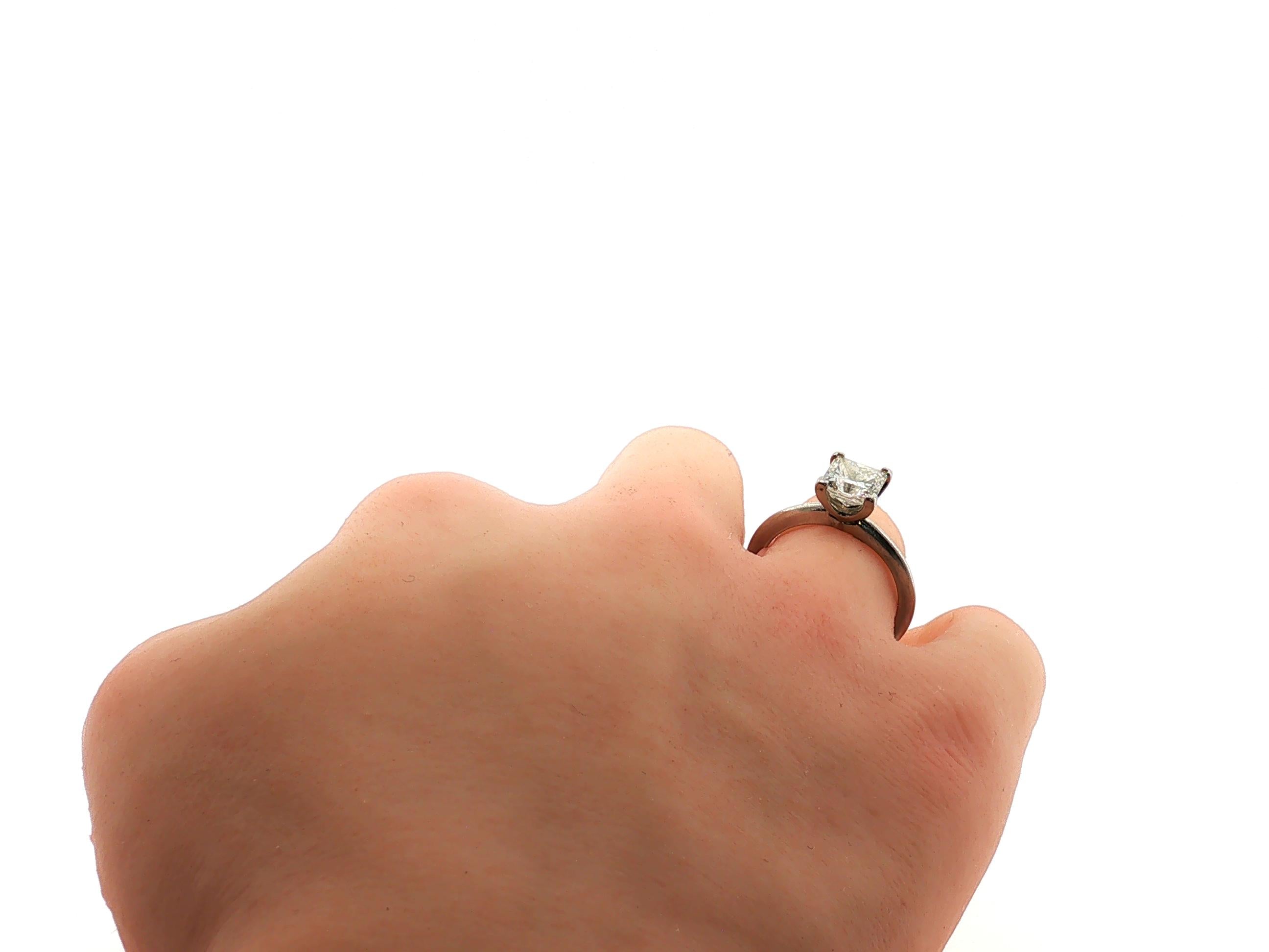 Tiffany & Co Platinum Engagement Ring 1.59 Carat Princess Cut Diamond Size 6