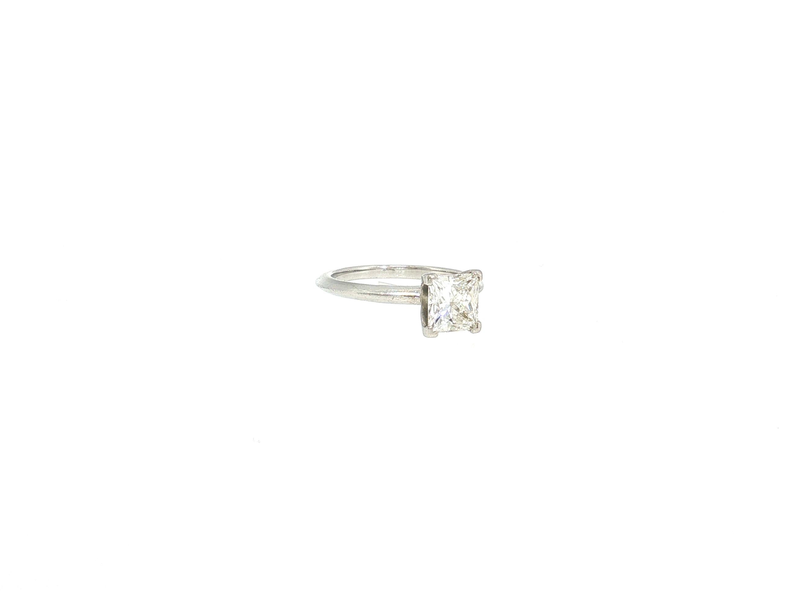 Tiffany & Co Platinum Engagement Ring 1.59 Carat Princess Cut Diamond Size 6