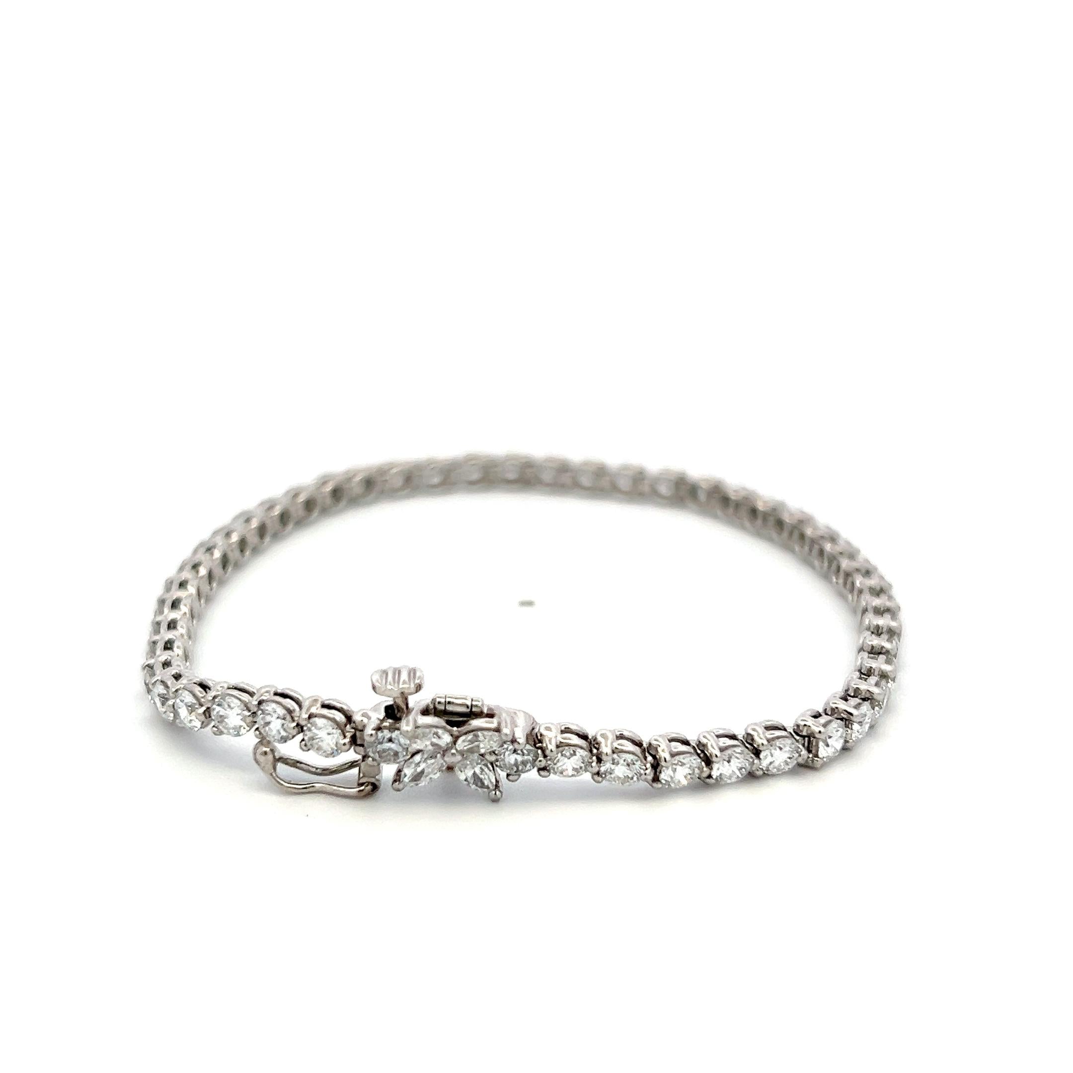 Tiffany & Co Platinum Link Bracelet with 4.49 Carat Round & Marquis F-VS Diamond