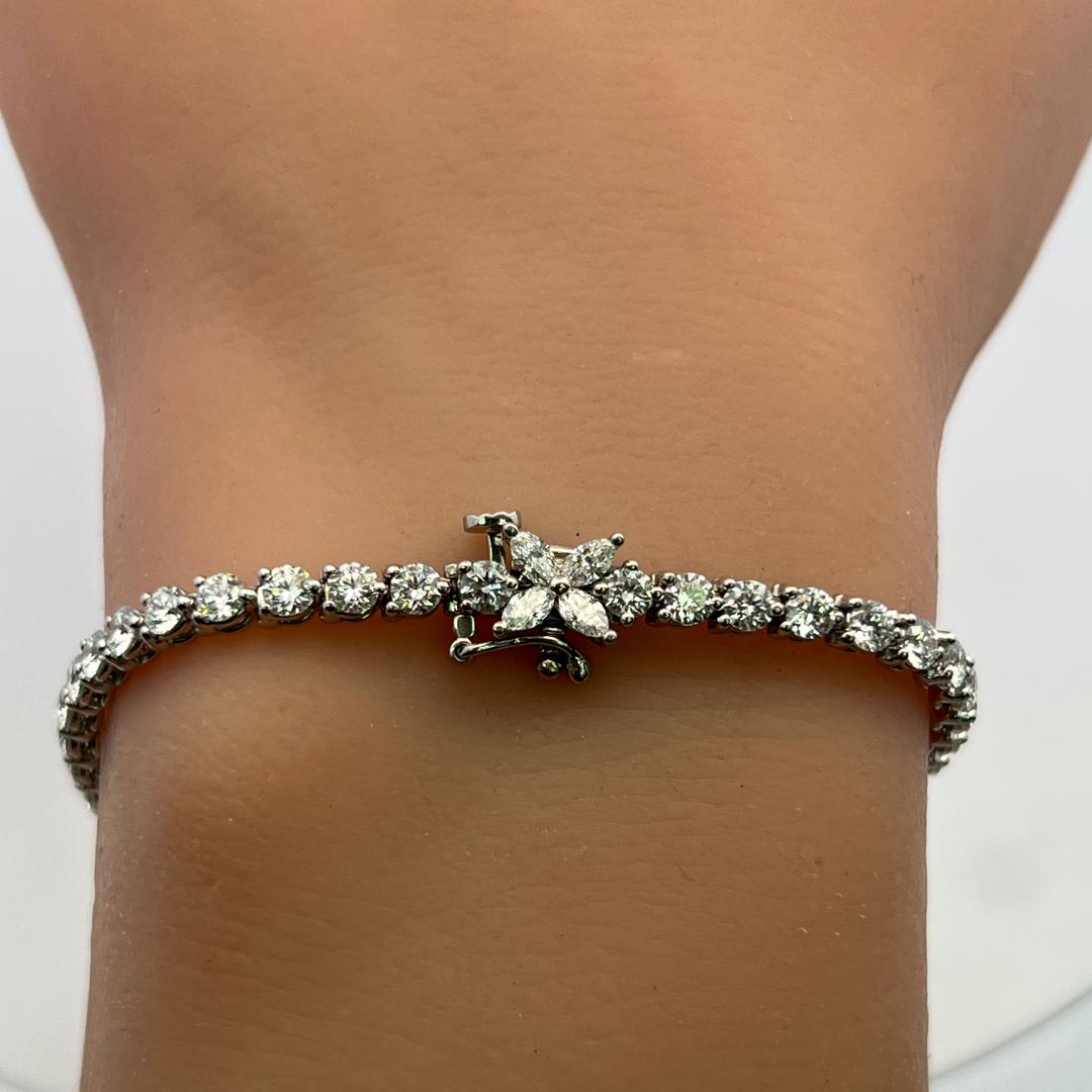 Tiffany & Co Platinum Link Bracelet with 4.49 Carat Round & Marquis F-VS Diamond