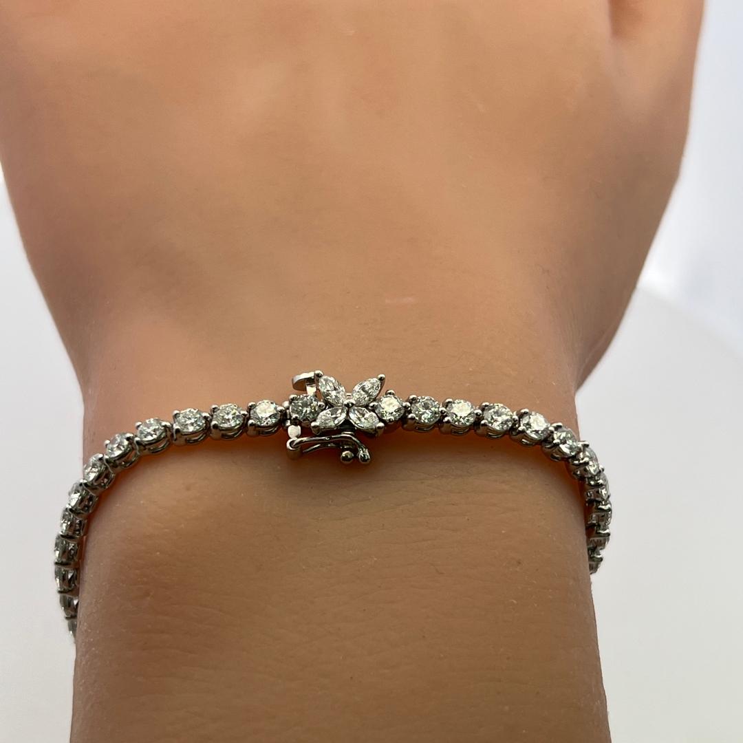 Tiffany & Co Platinum Link Bracelet with 4.49 Carat Round & Marquis F-VS Diamond