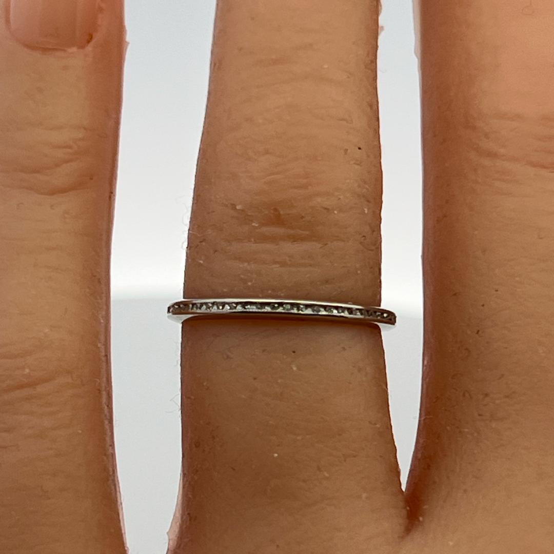 Vintage Platinum Eternity Band Ring with 0.21 Ct Round G-VS2 Diamonds Size 5.75