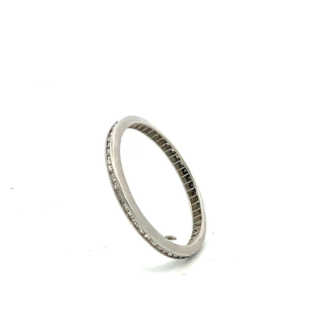 Vintage Platinum Eternity Band Ring with 0.21 Ct Round G-VS2 Diamonds Size 5.75