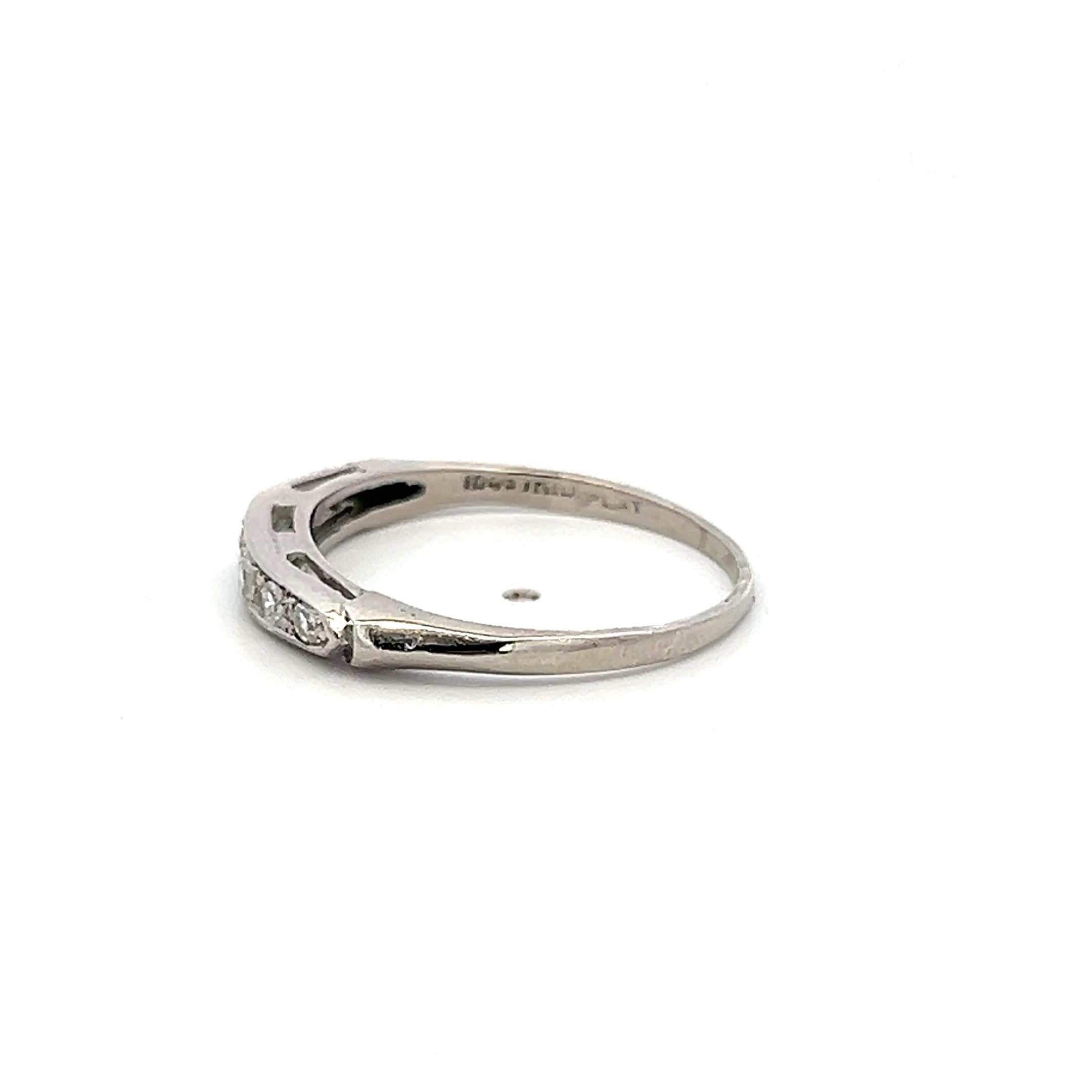 Platinum Band Ring with 0.2 Carat Circular Brilliant Cut I-VS Diamonds Size 7
