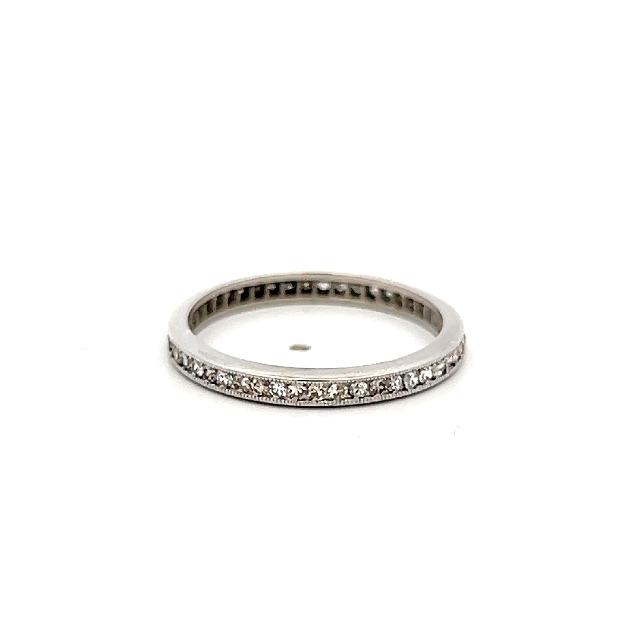 Vintage Platinum Eternity Band Ring with 0.36 Carat Round H-SI Diamonds Size 7
