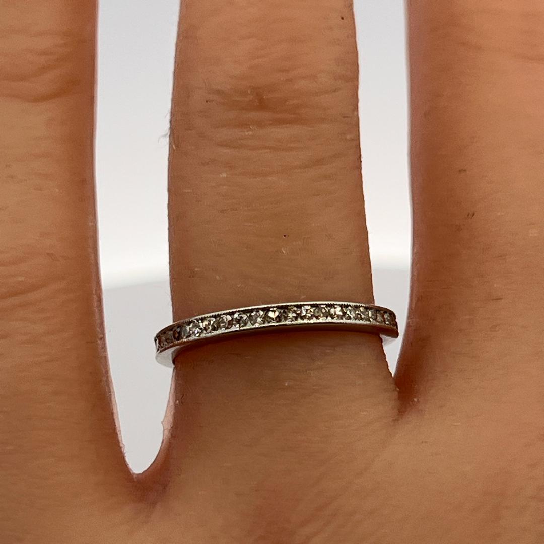 Vintage Platinum Eternity Band Ring with 0.36 Carat Round H-SI Diamonds Size 7