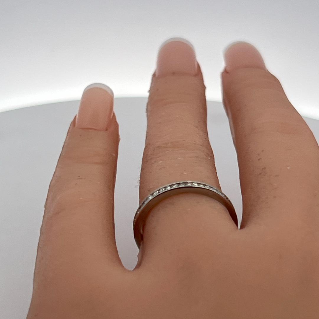 Vintage Platinum Eternity Band Ring with 0.36 Carat Round H-SI Diamonds Size 7