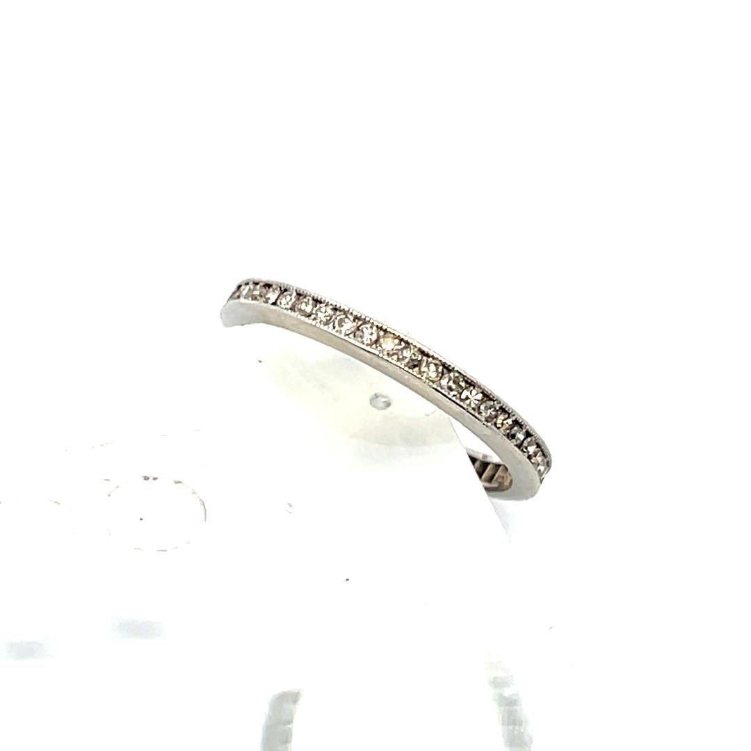 Vintage Platinum Eternity Band Ring with 0.36 Carat Round H-SI Diamonds Size 7